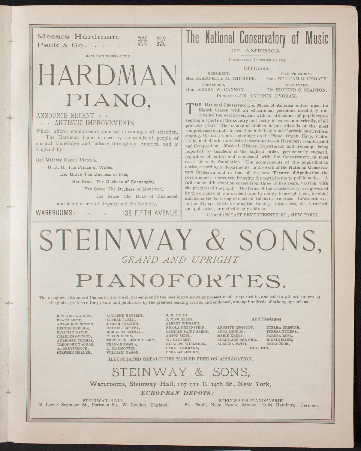 Damrosch Sunday Concert, January 15, 1893, program page 5
