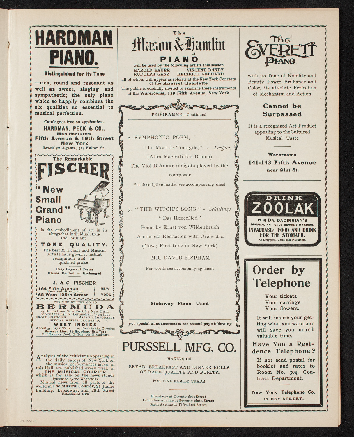 New York Symphony Orchestra, January 7, 1906, program page 7