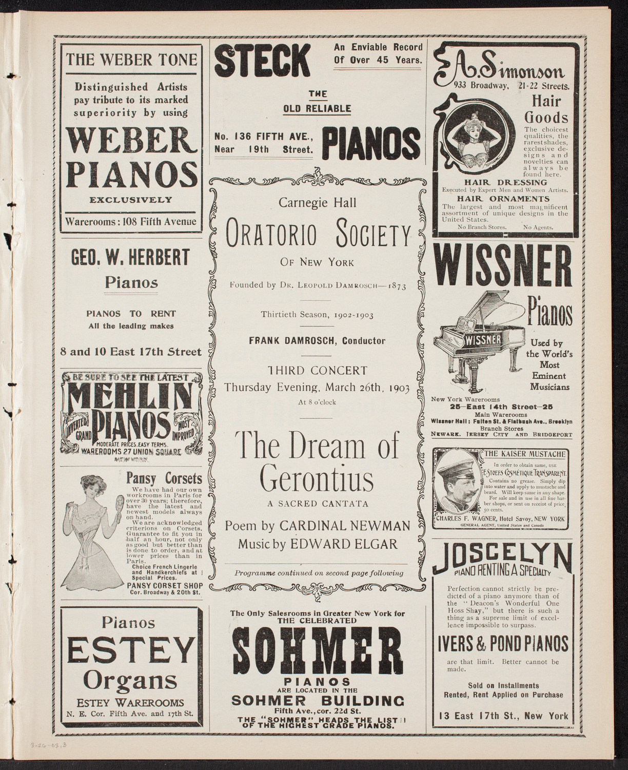 Oratorio Society of New York, March 26, 1903, program page 5