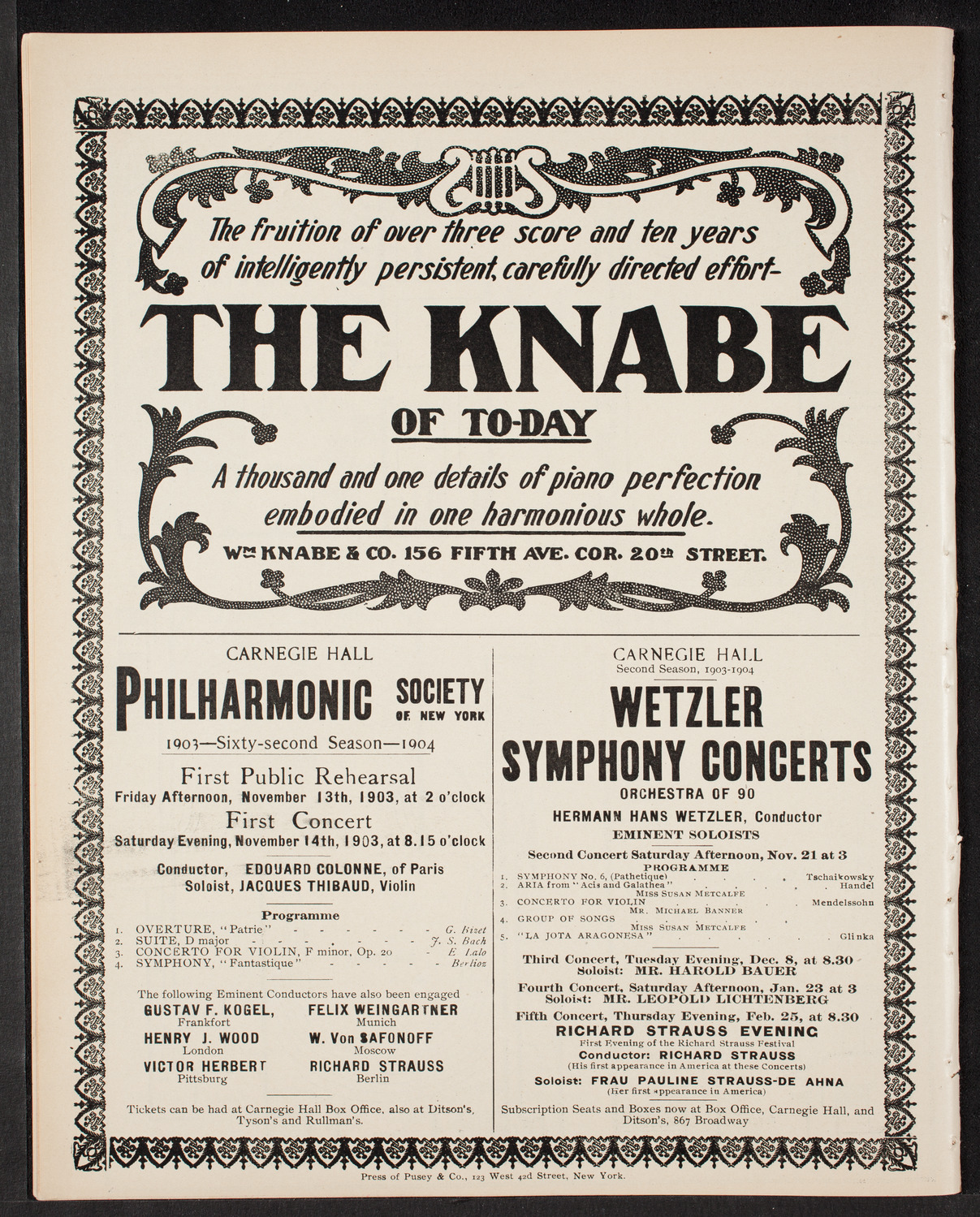 Wetzler Symphony Orchestra, October 30, 1903, program page 12