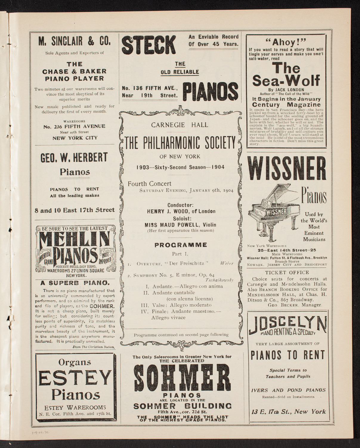 New York Philarmonic, January 9, 1904, program page 5