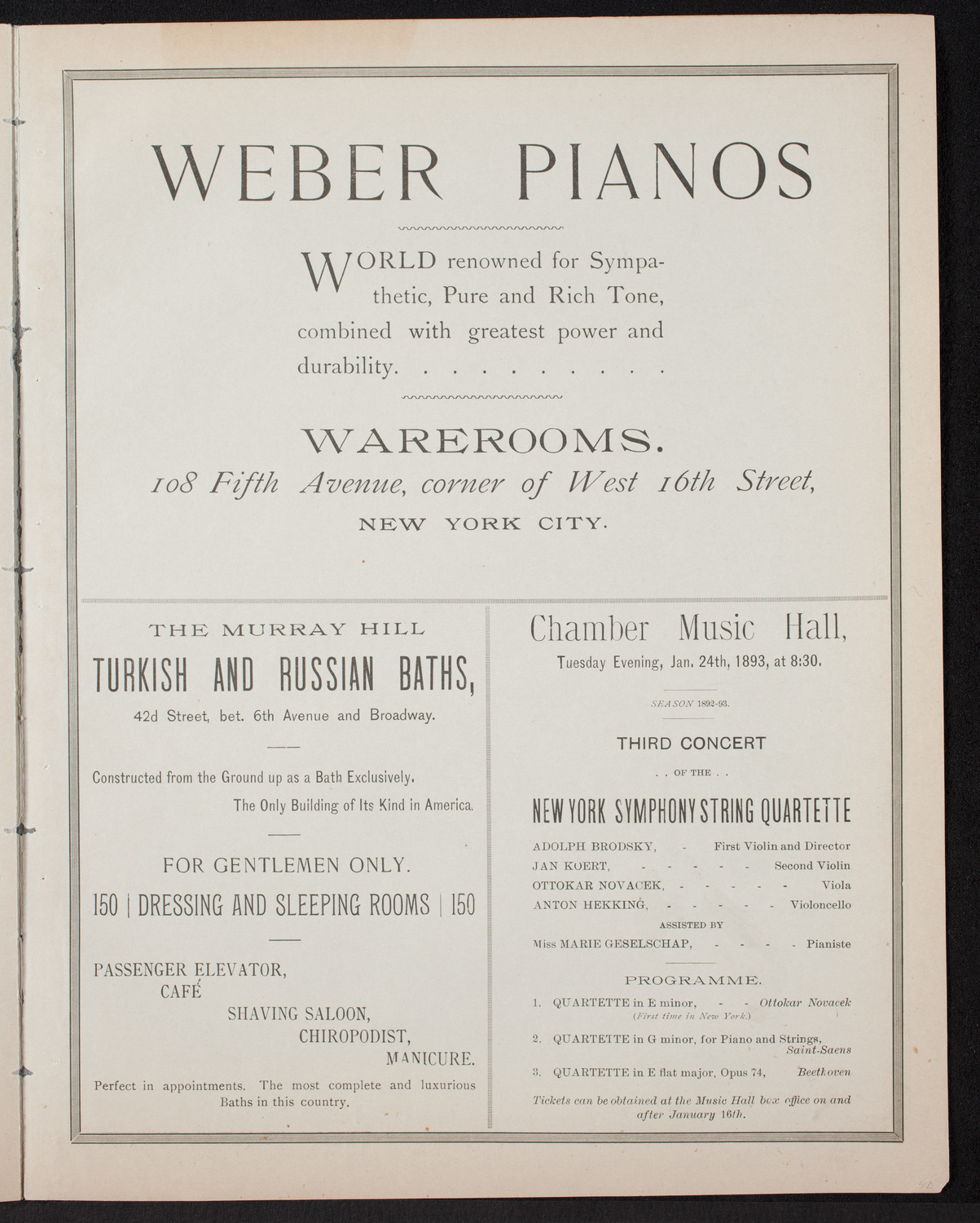 New York Symphony Orchestra, January 6, 1893, program page 8