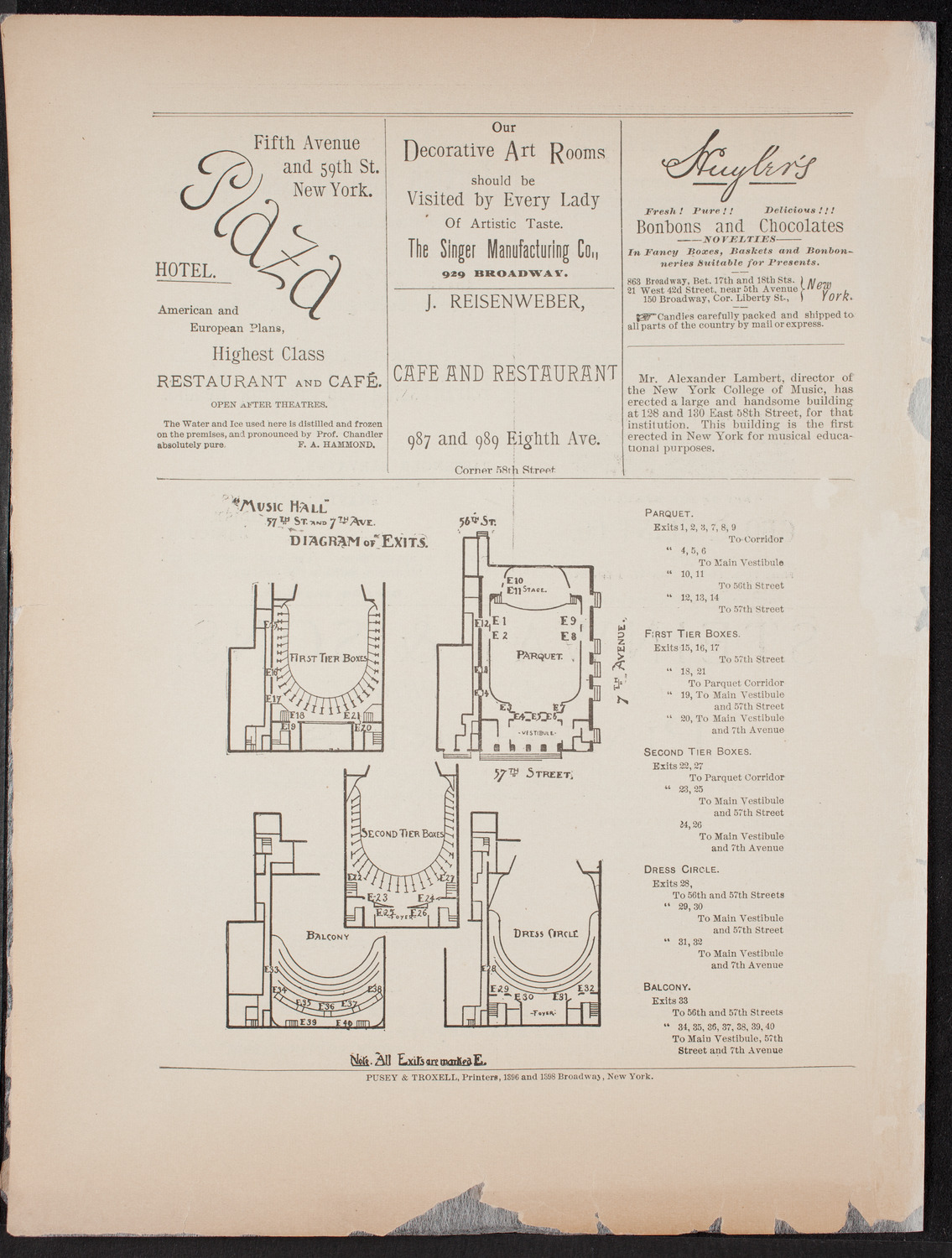 Urania Scientific Theatre, May 21, 1892, program page 4