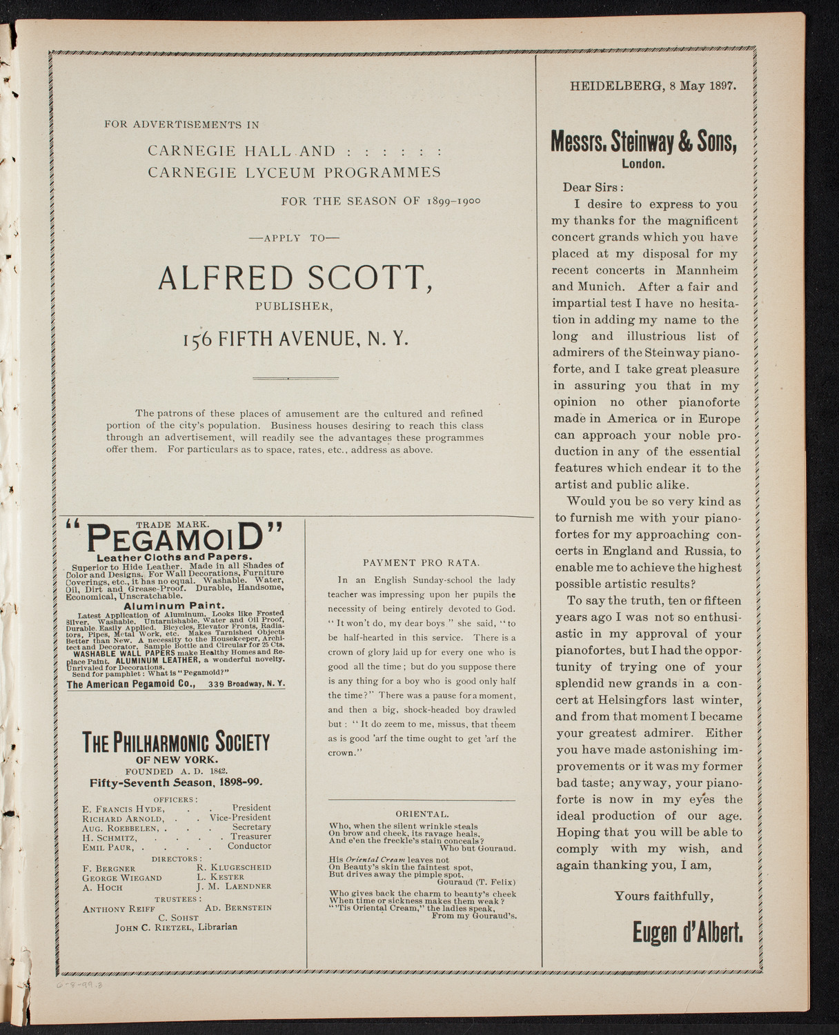 Graduation: New York Law School, June 8, 1899, program page 5