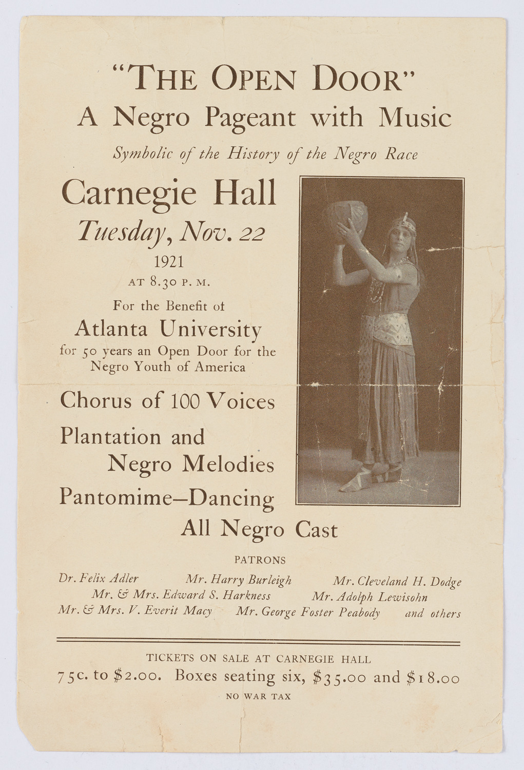 The Open Door--A Negro Pageant with Music, November 22, 1921