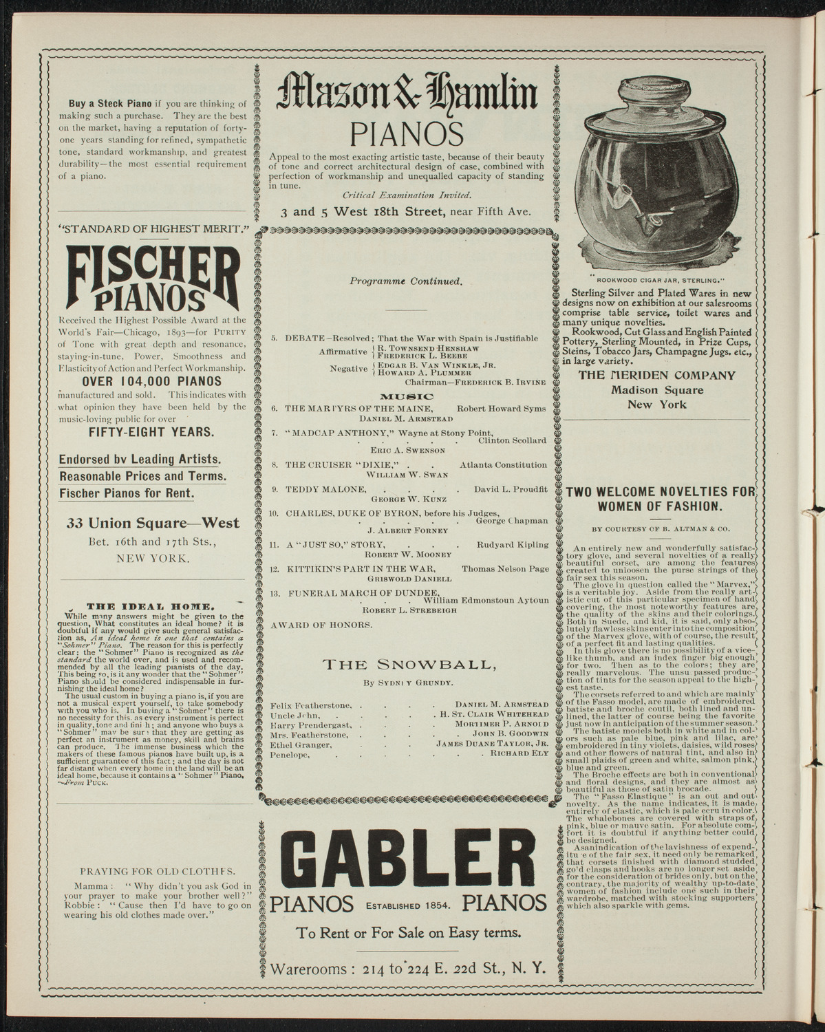 Berkeley School Annual Prize Declamation, May 27, 1898, program page 6