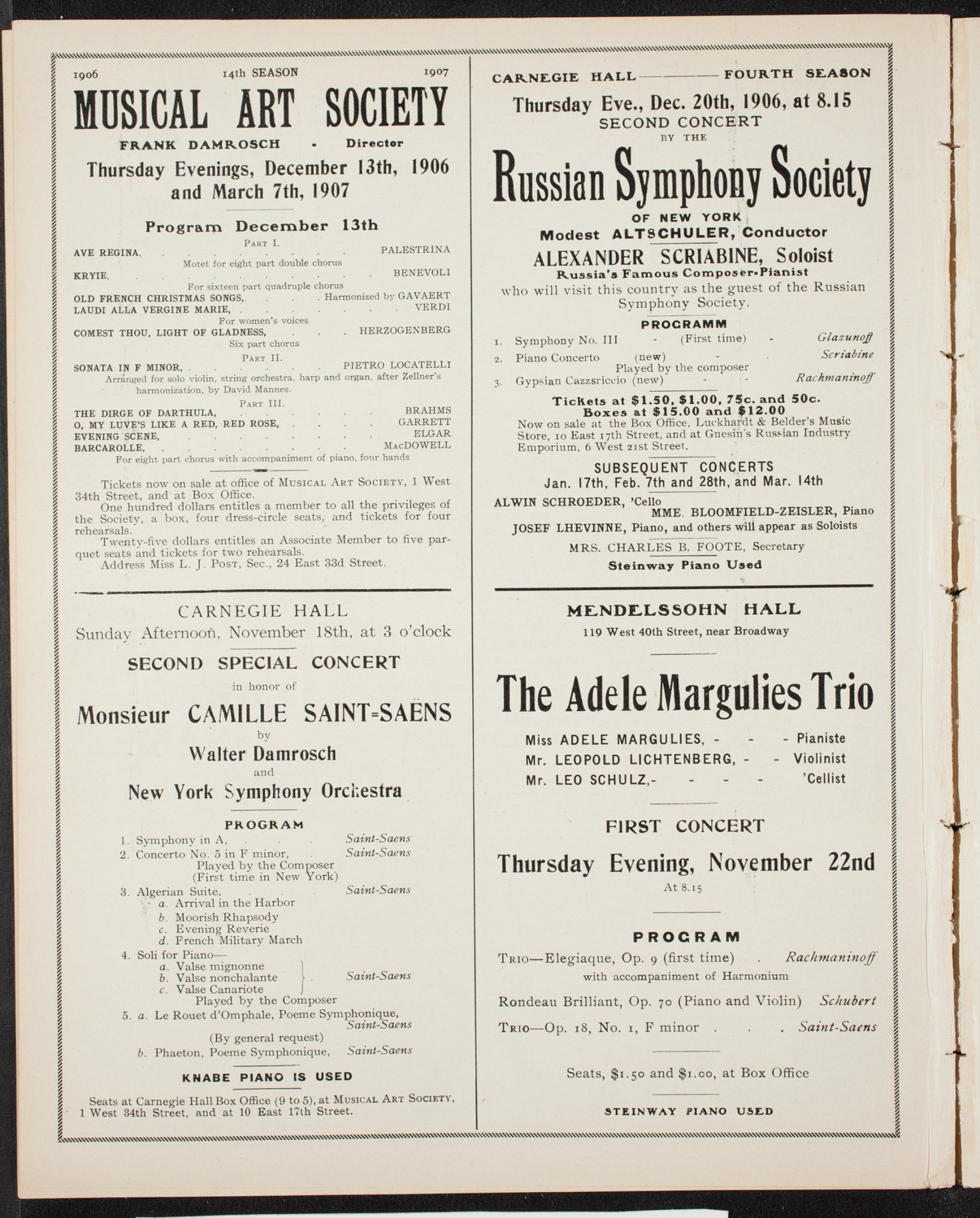 New York Symphony Orchestra, November 15, 1906, program page 10