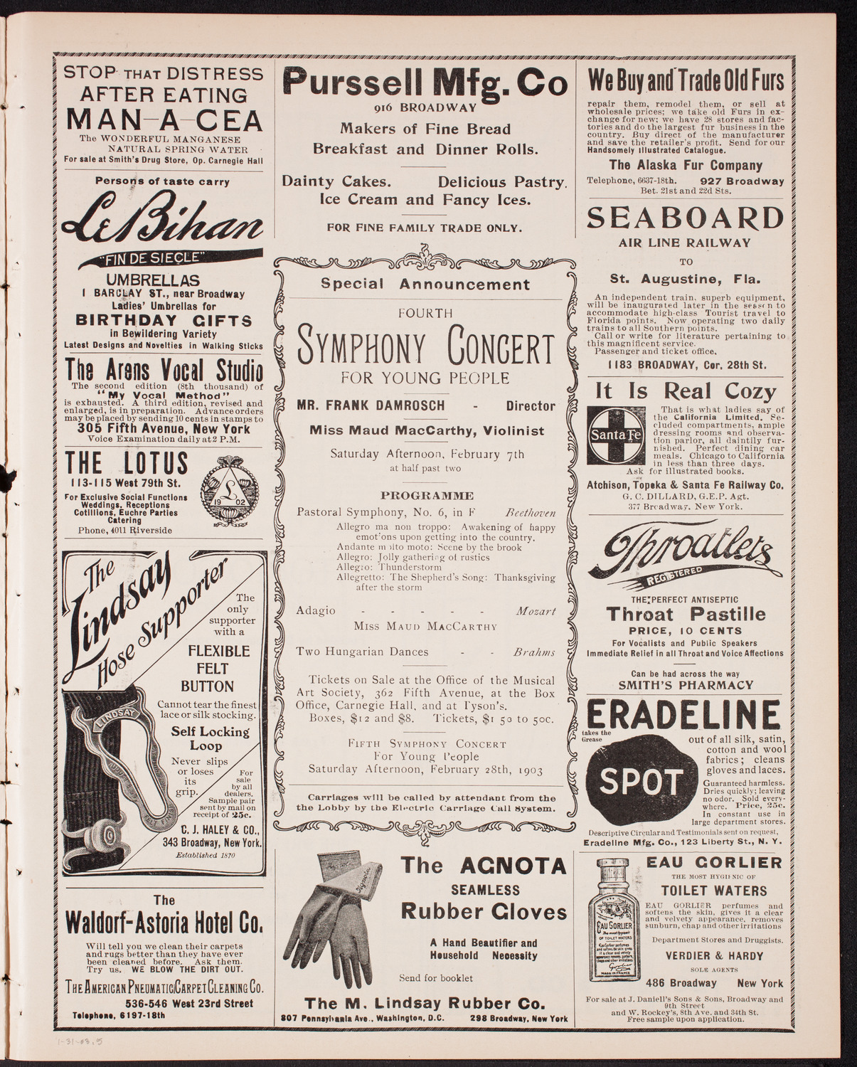 New York Philharmonic, January 31, 1903, program page 9