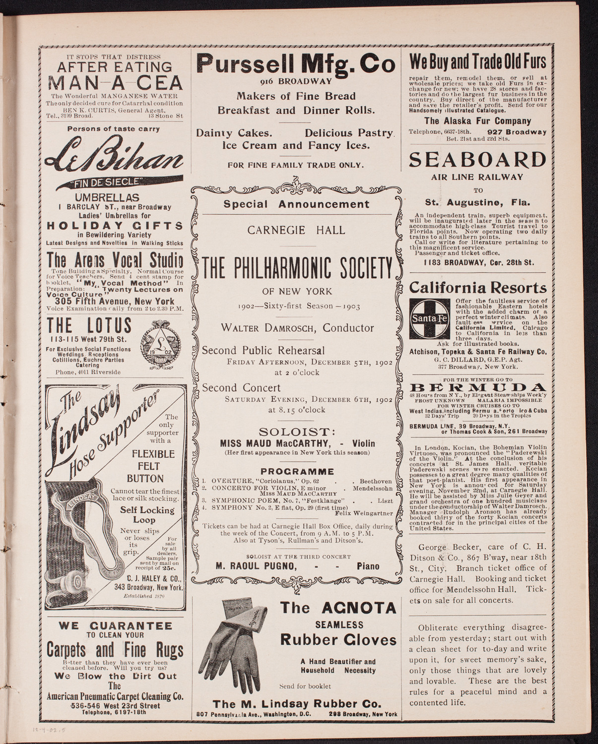 New York Banks' Glee Club, December 4, 1902, program page 9