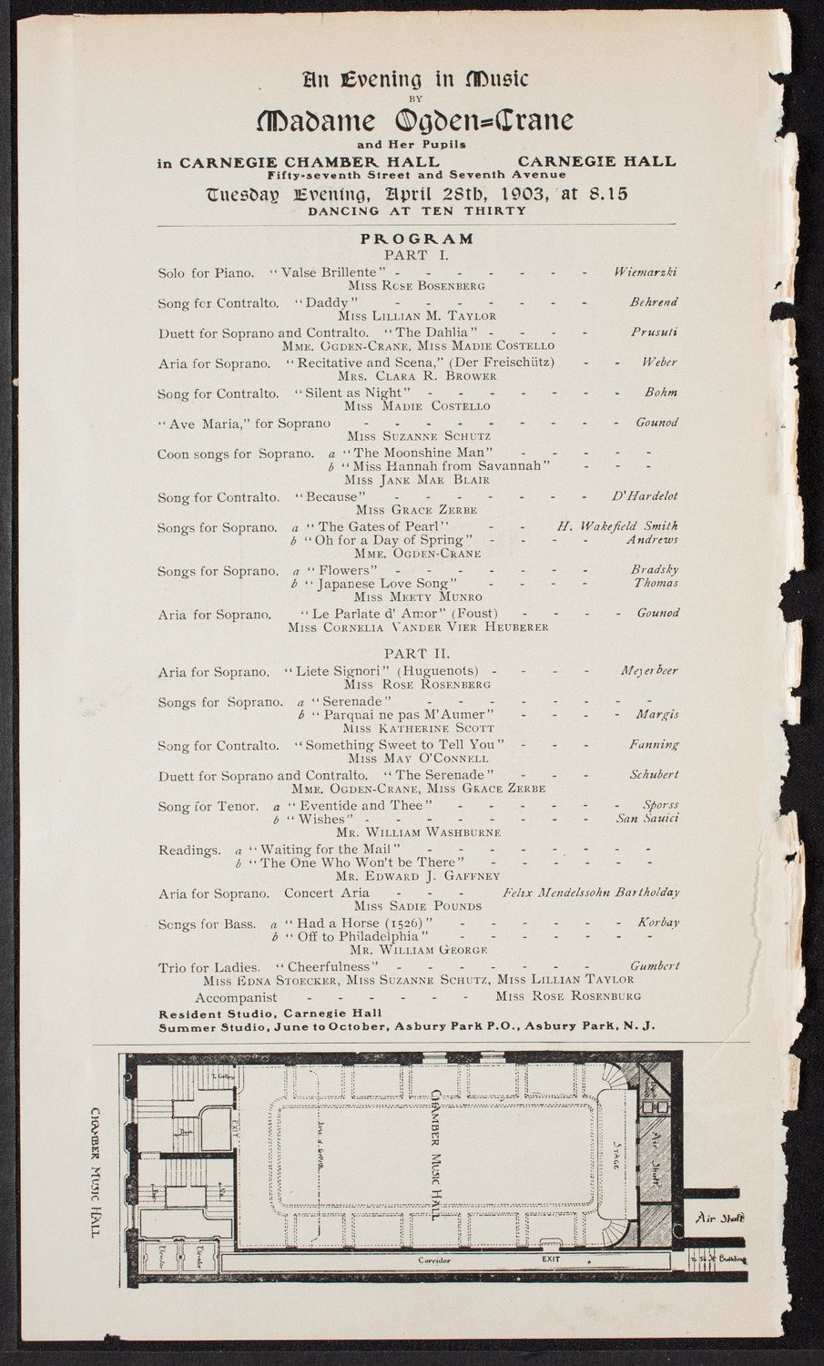 Madame Ogden-Crane and Her Pupils, April 28, 1903, program page 2