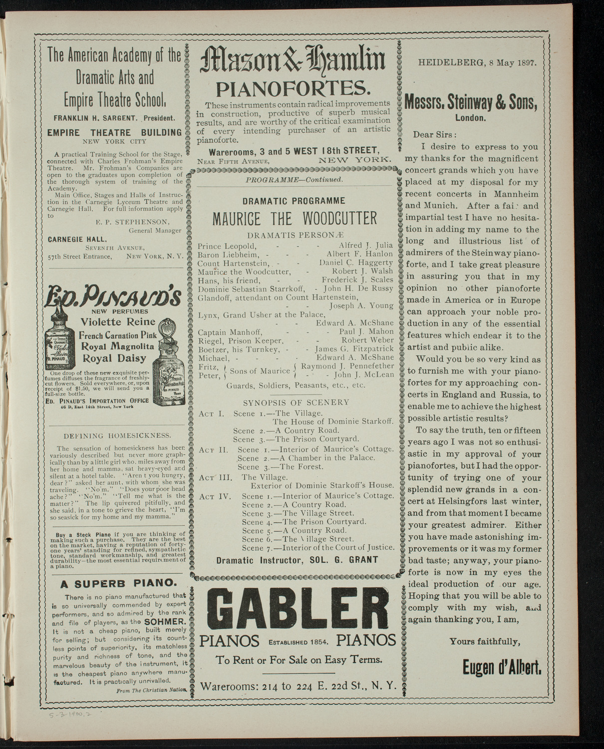 Musical and Dramatic Entertainment by Students of Sacred Heart Academy, May 3, 1900, program page 3