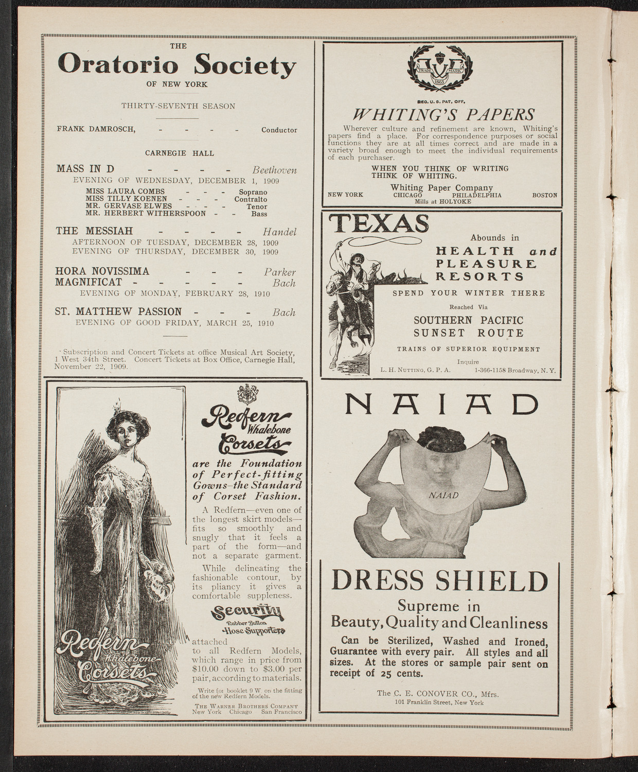 New York Philharmonic, November 19, 1909, program page 2