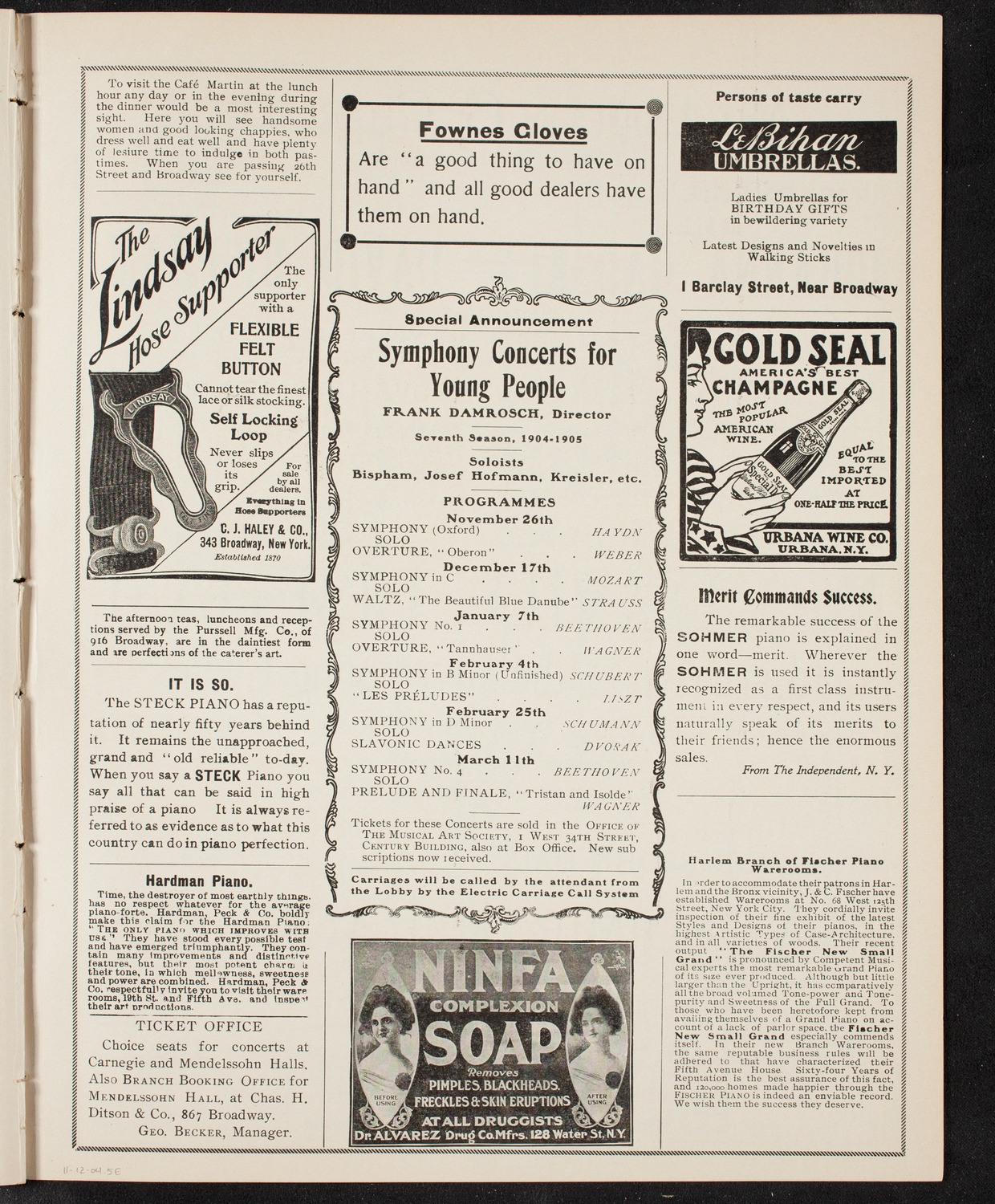 New York Philharmonic, November 12, 1904, program page 9