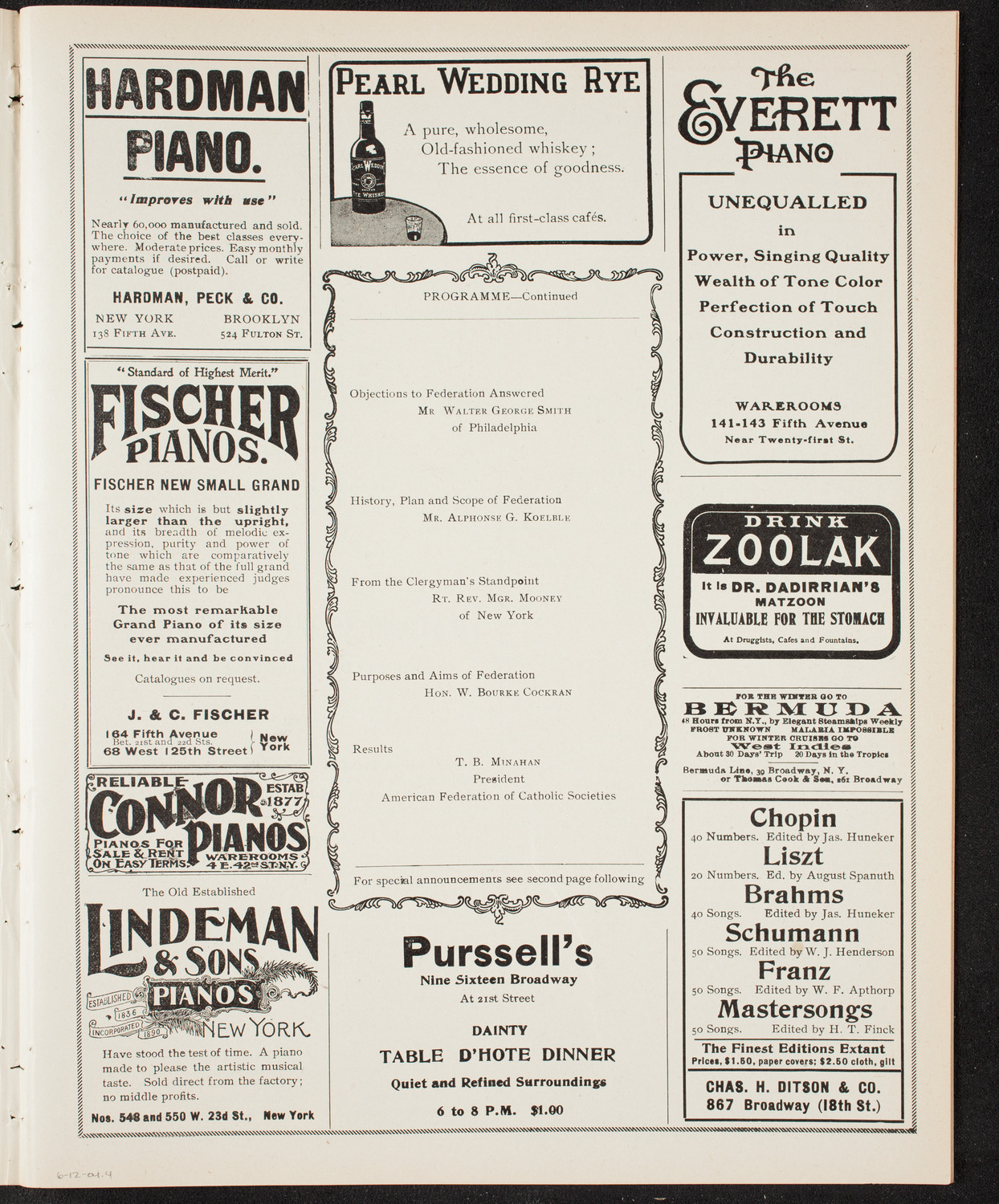 Meeting: American Federation of Catholic Societies, June 12, 1904, program page 7