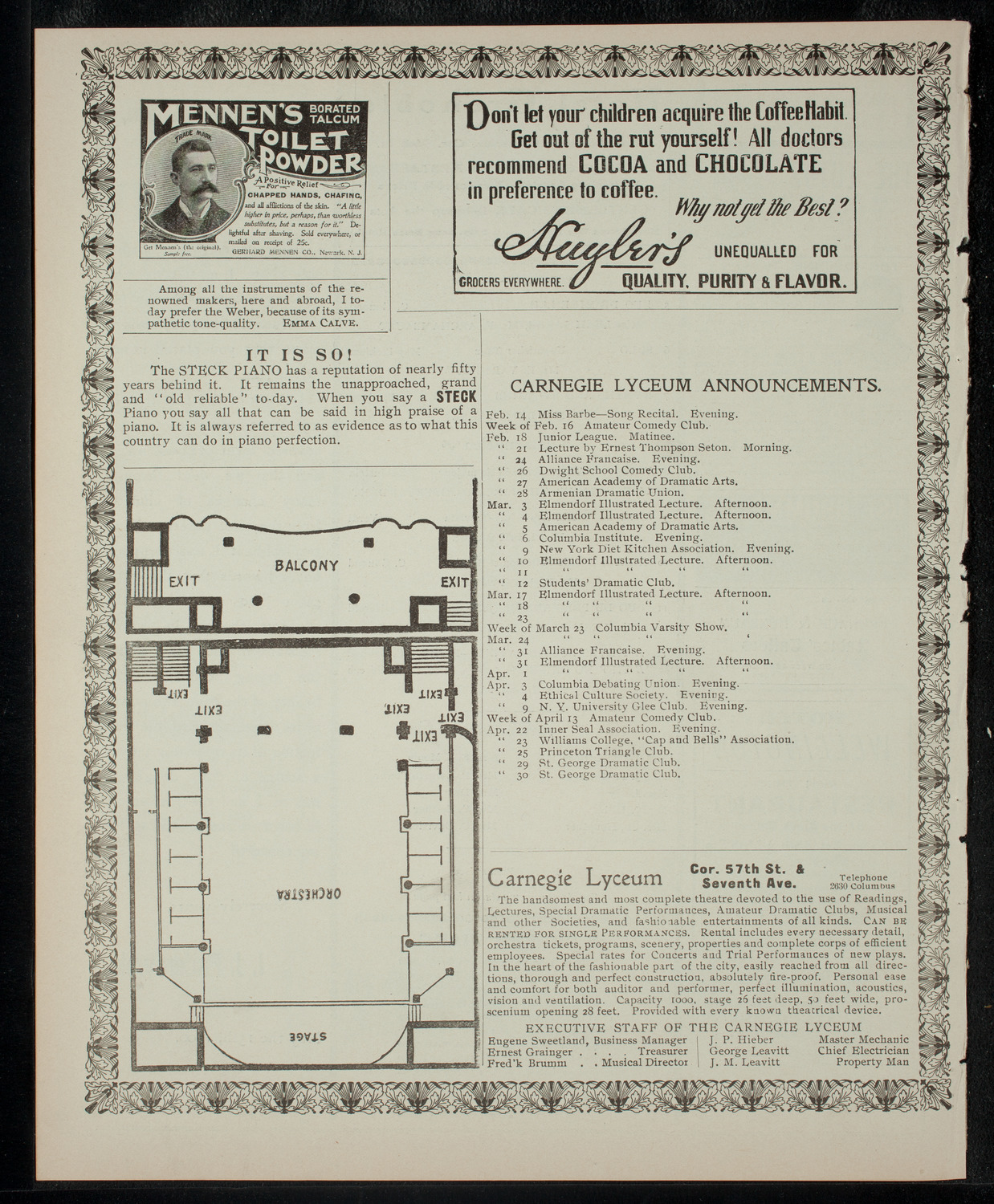 Leah Barbe and Others, February 14, 1903, program page 4