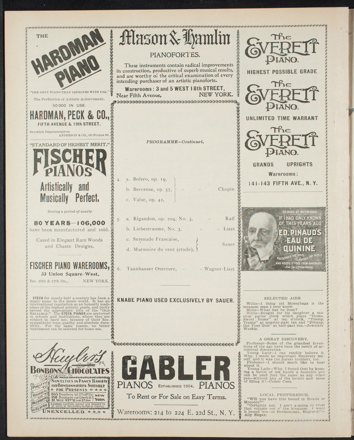 Emil Sauer, Piano, January 18, 1899, program page 6