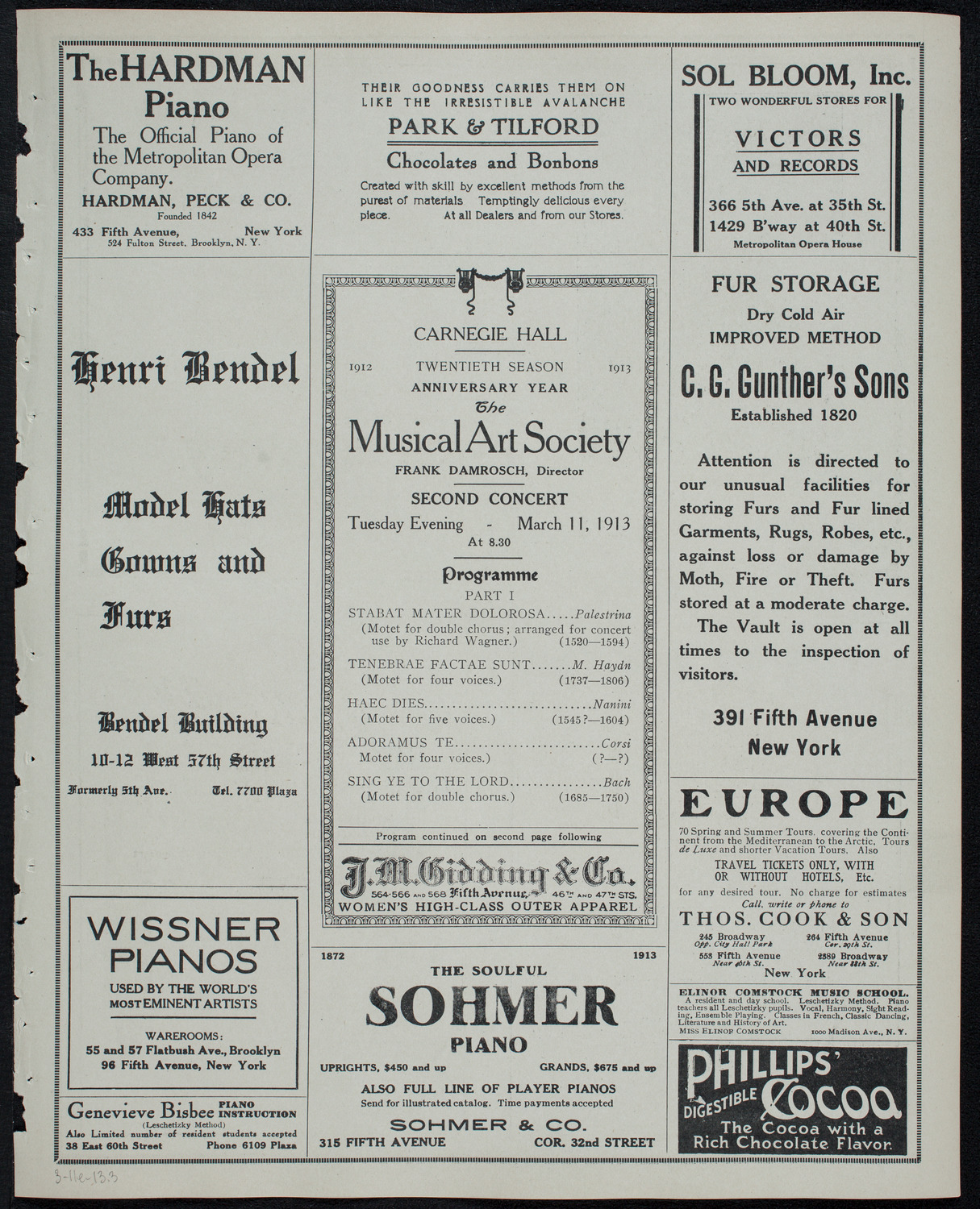 Musical Art Society of New York, March 11, 1913, program page 5