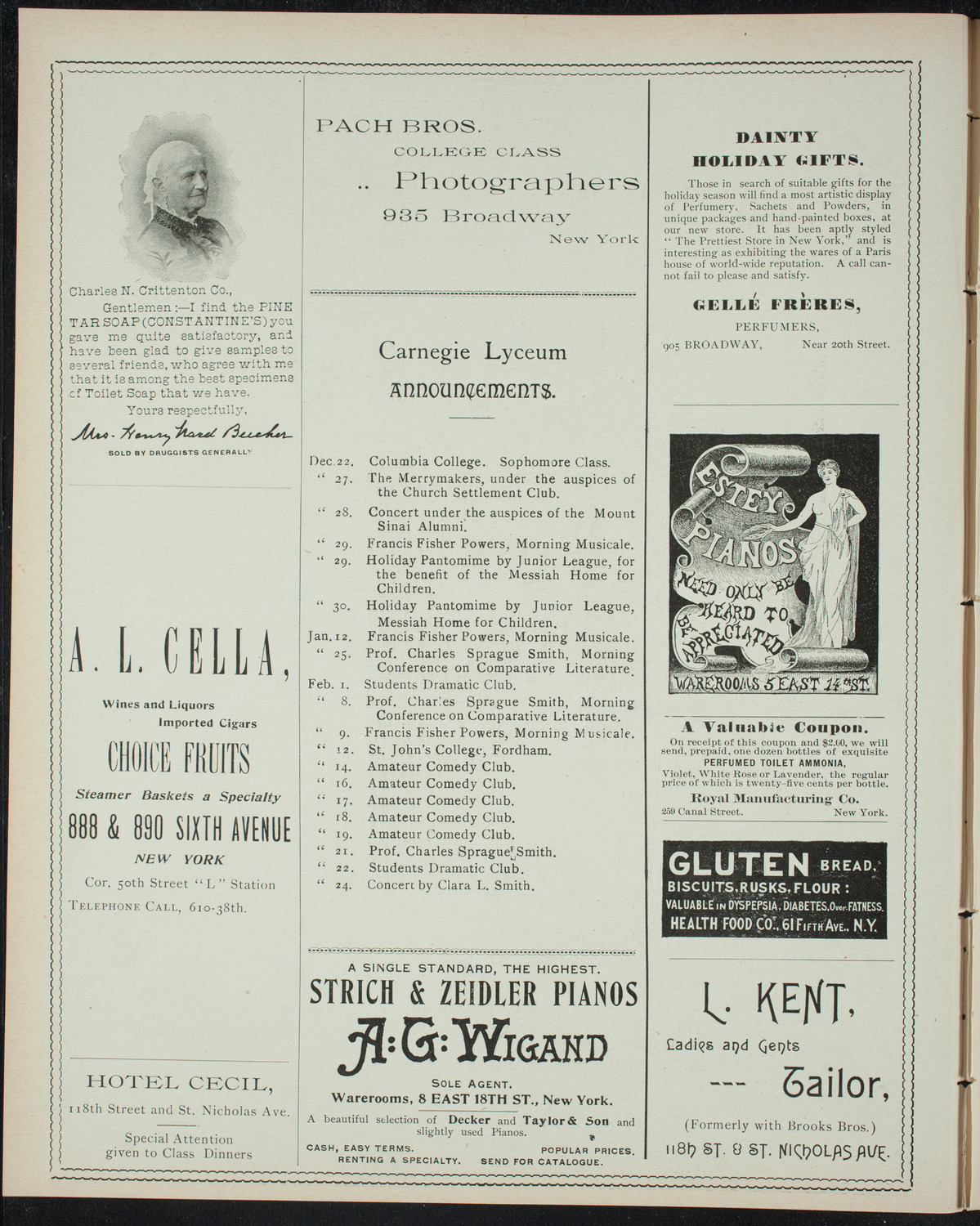 Columbia University Sophomore Class, December 21, 1897, program page 2