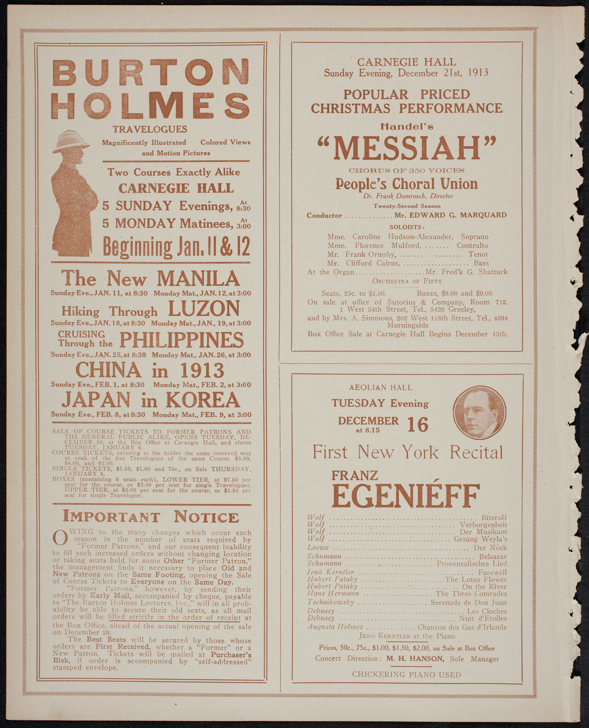 Elmendorf Lecture: The Nile Journey, December 14, 1913, program page 10