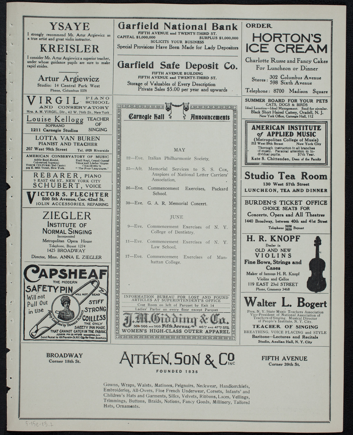 Graduation: College of Pharmacy of the City of New York, May 15, 1913, program page 3