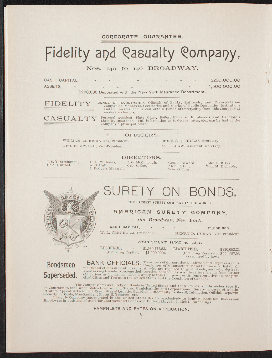 New York Banks' Glee Club, May 21, 1892, program page 9