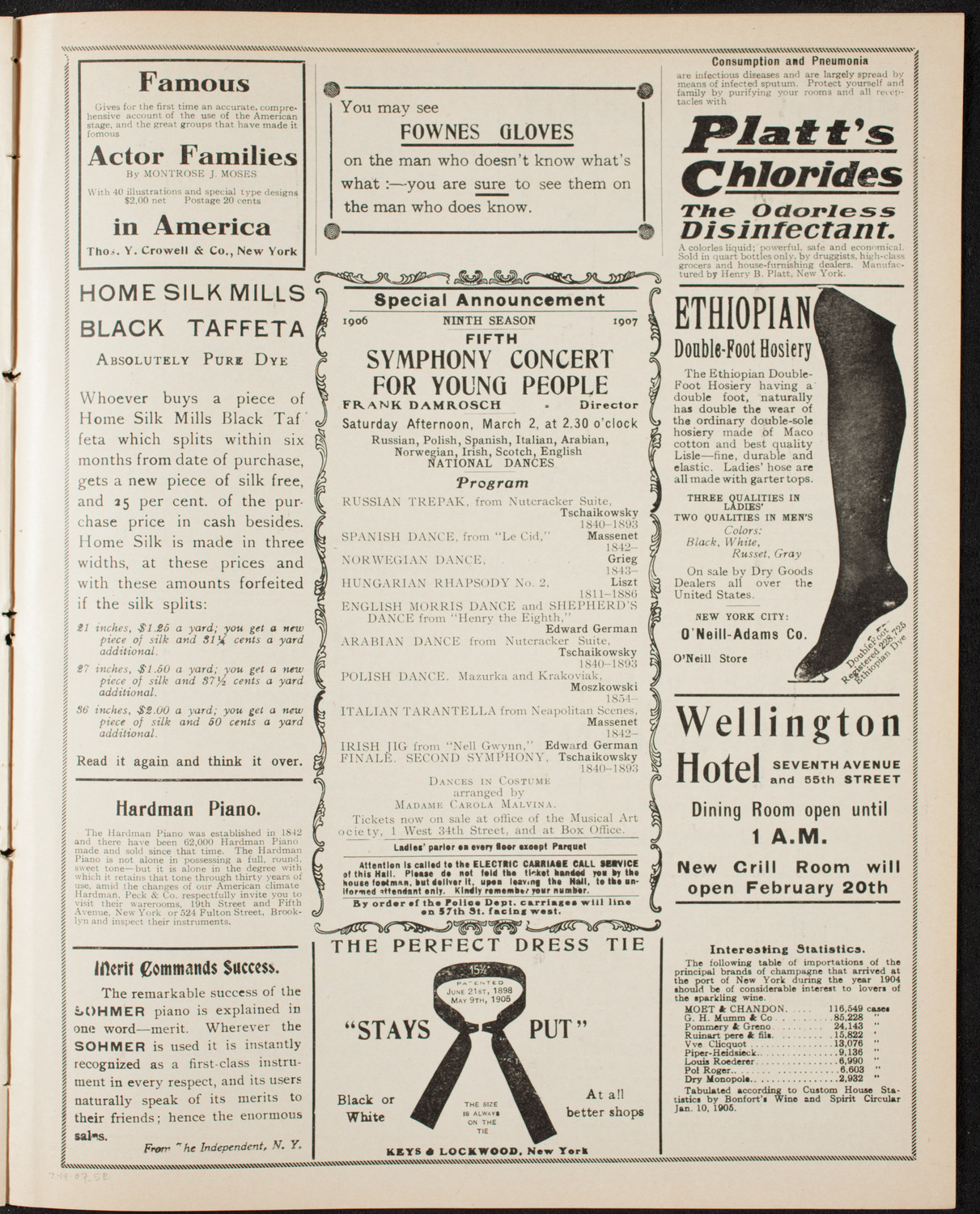 New York Banks' Glee Club, February 14, 1907, program page 9