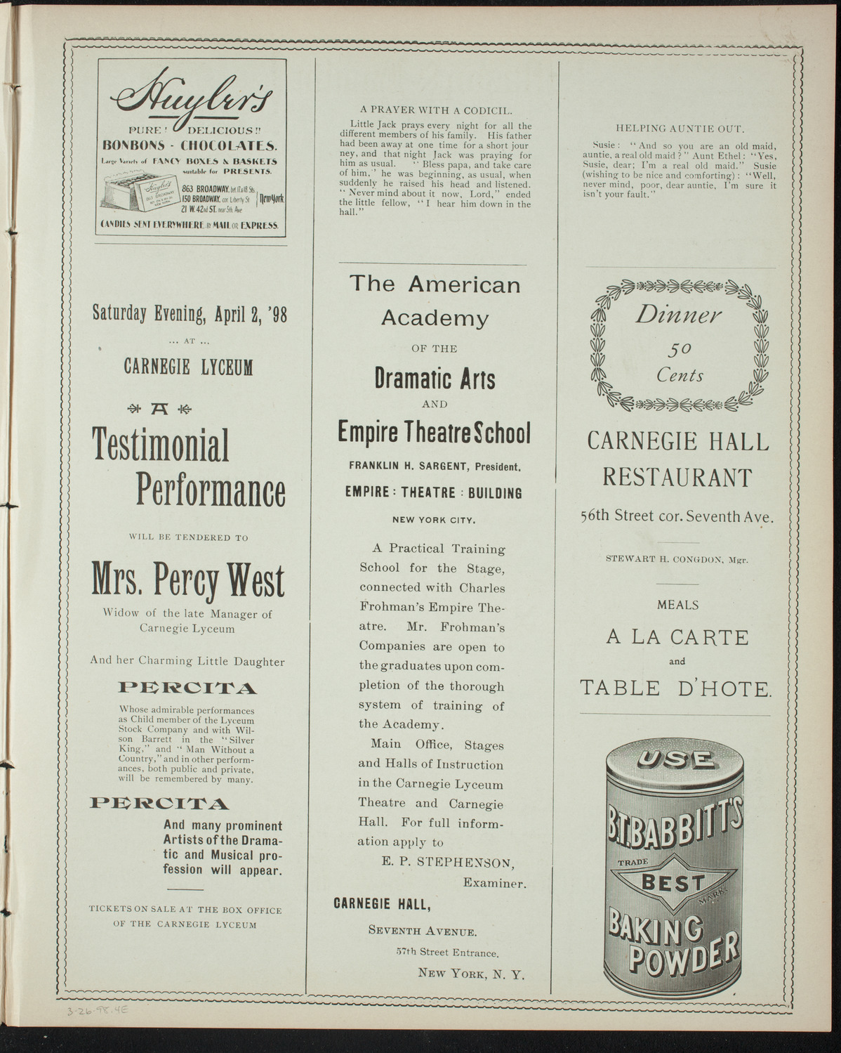 Eppinger Conservatory of Music Faculty and Student Recital, March 26, 1898, program page 7