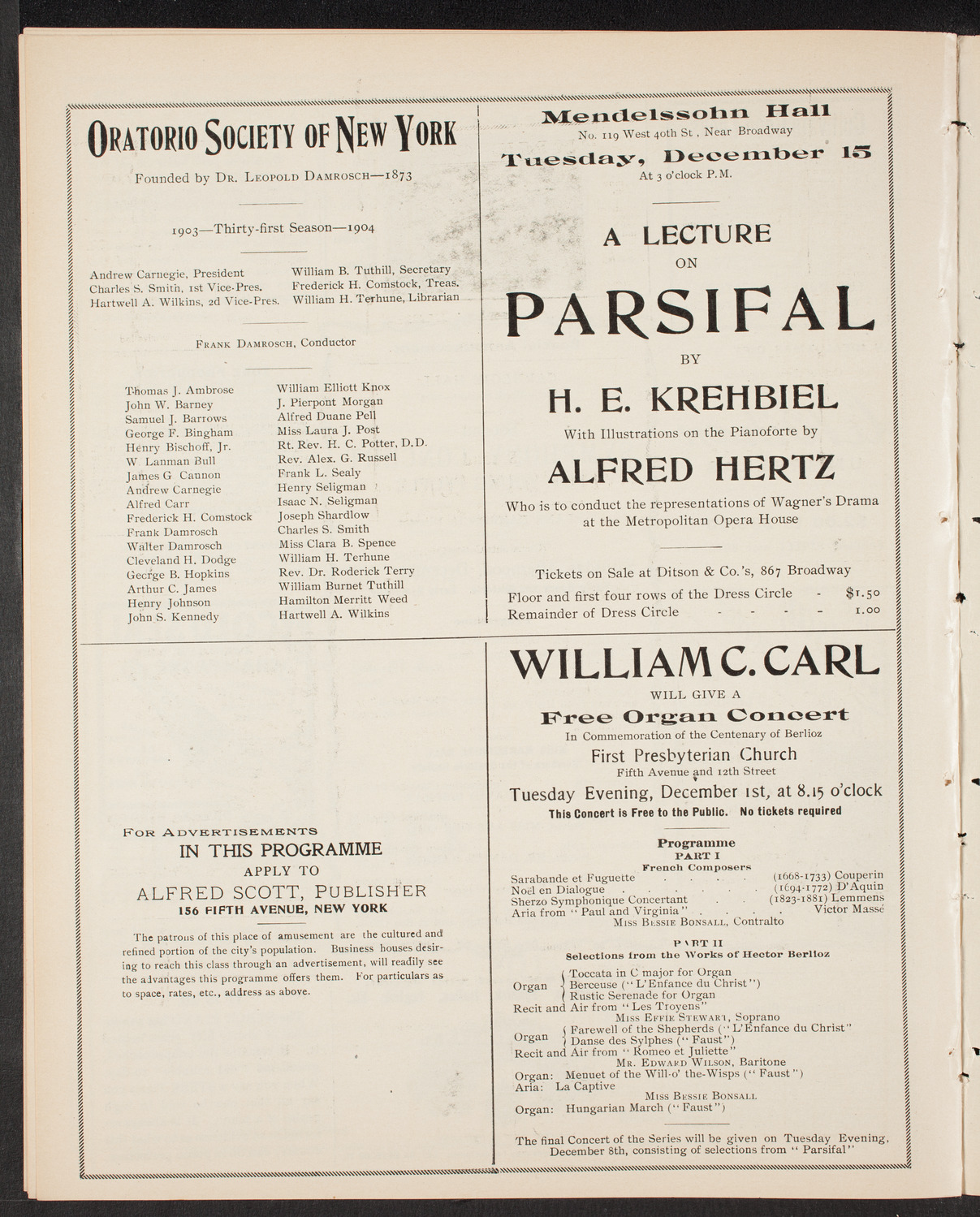 Benefit: German Hospital and Dispensary, November 29, 1903, program page 10