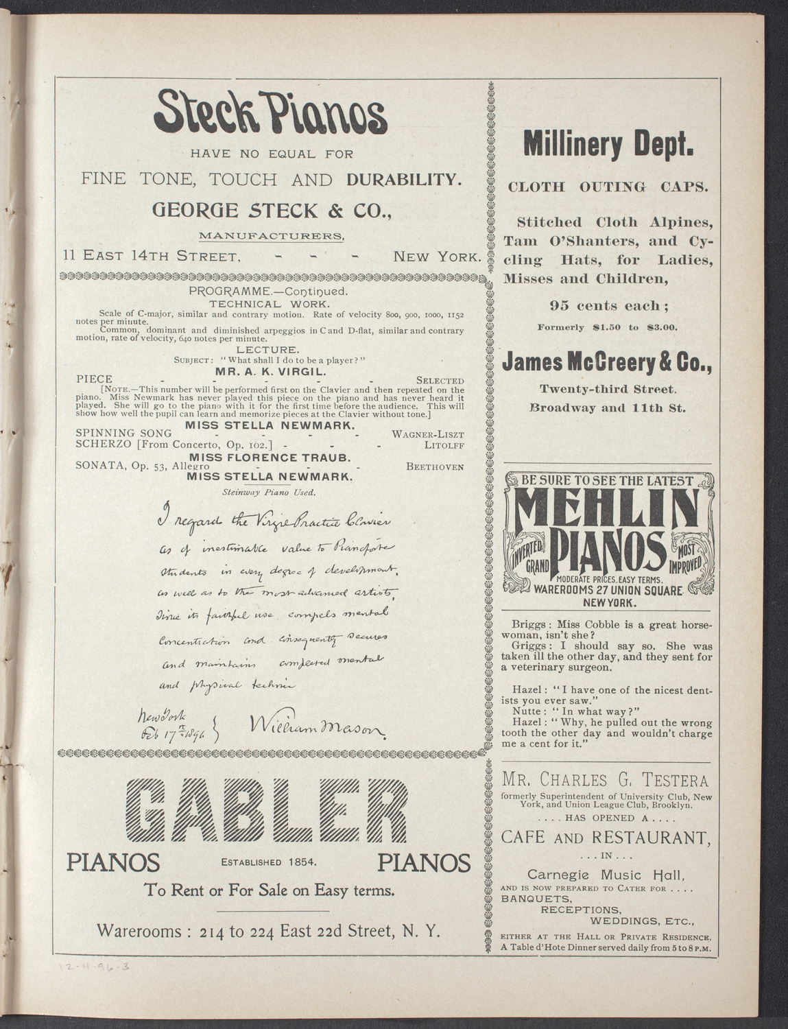 A.K. Virgil: Demonstrating Results from the Correct Use of the Virgil Practice, December 4, 1896, program page 5