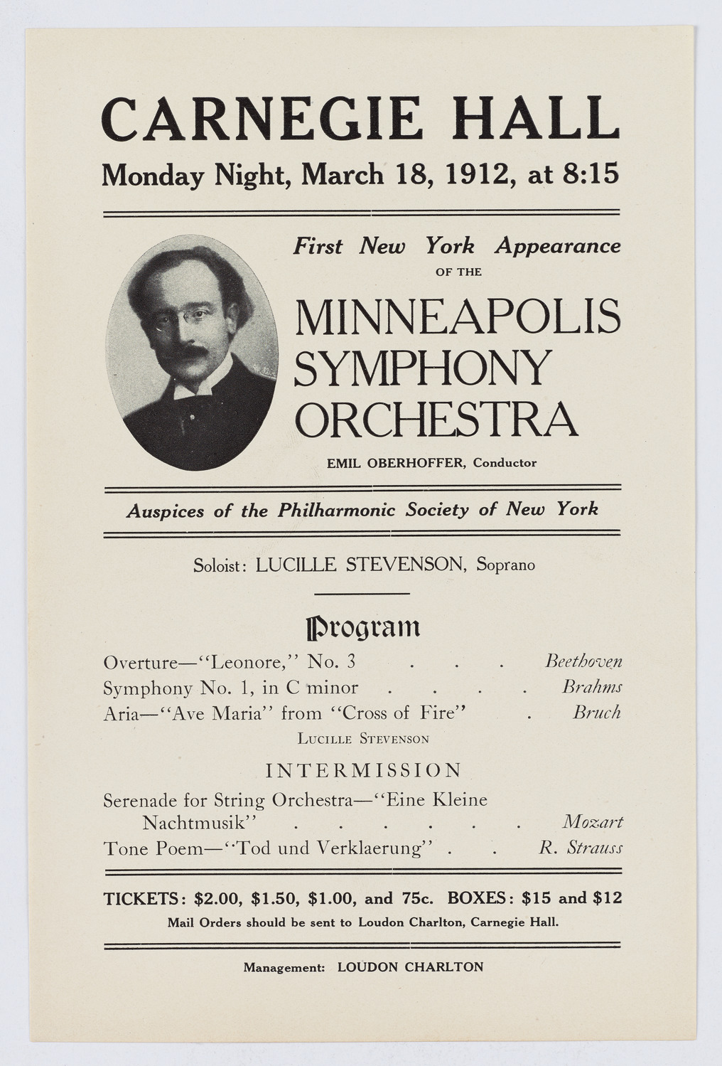 Minneapolis Symphony Orchestra, March 18, 1912