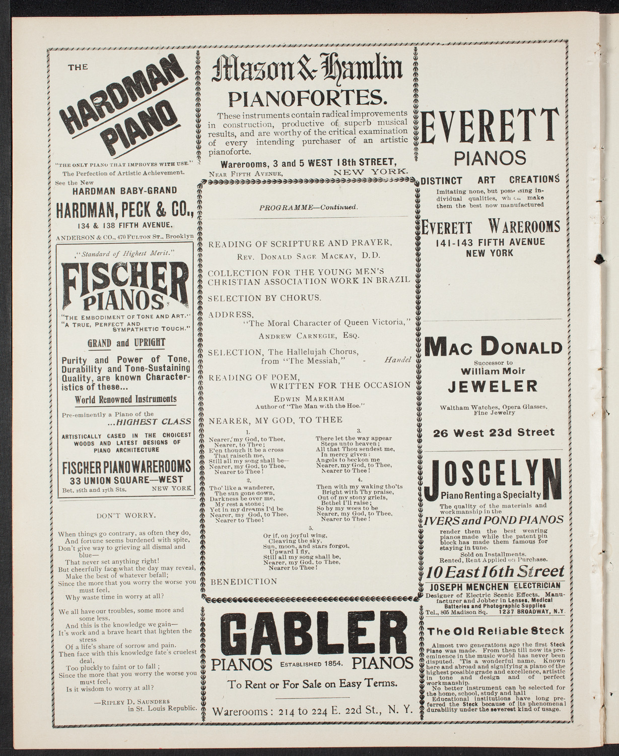 Meeting: YMCA - Mass Meeting for Men, February 3, 1901, program page 6