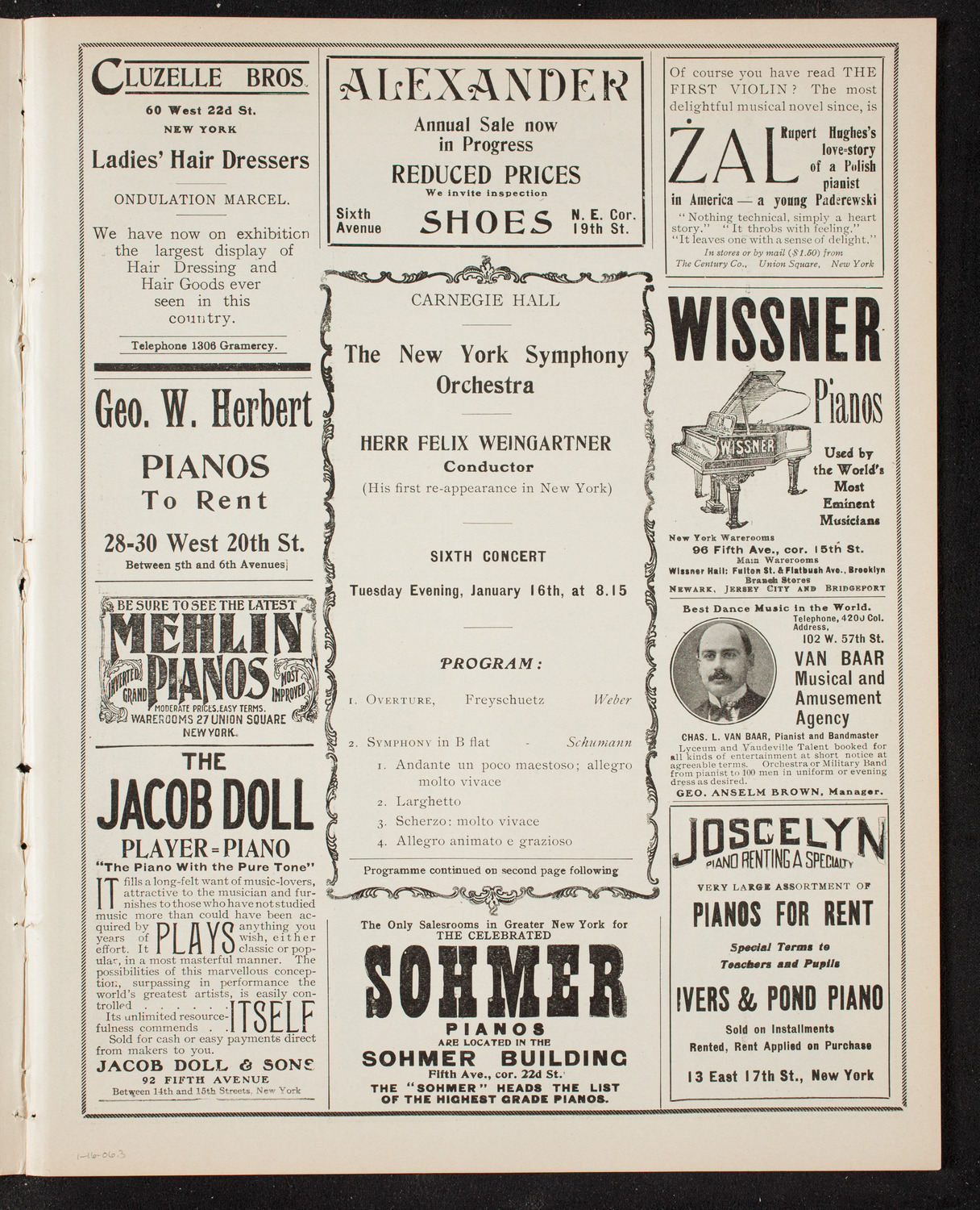 New York Symphony Orchestra, January 16, 1906, program page 5