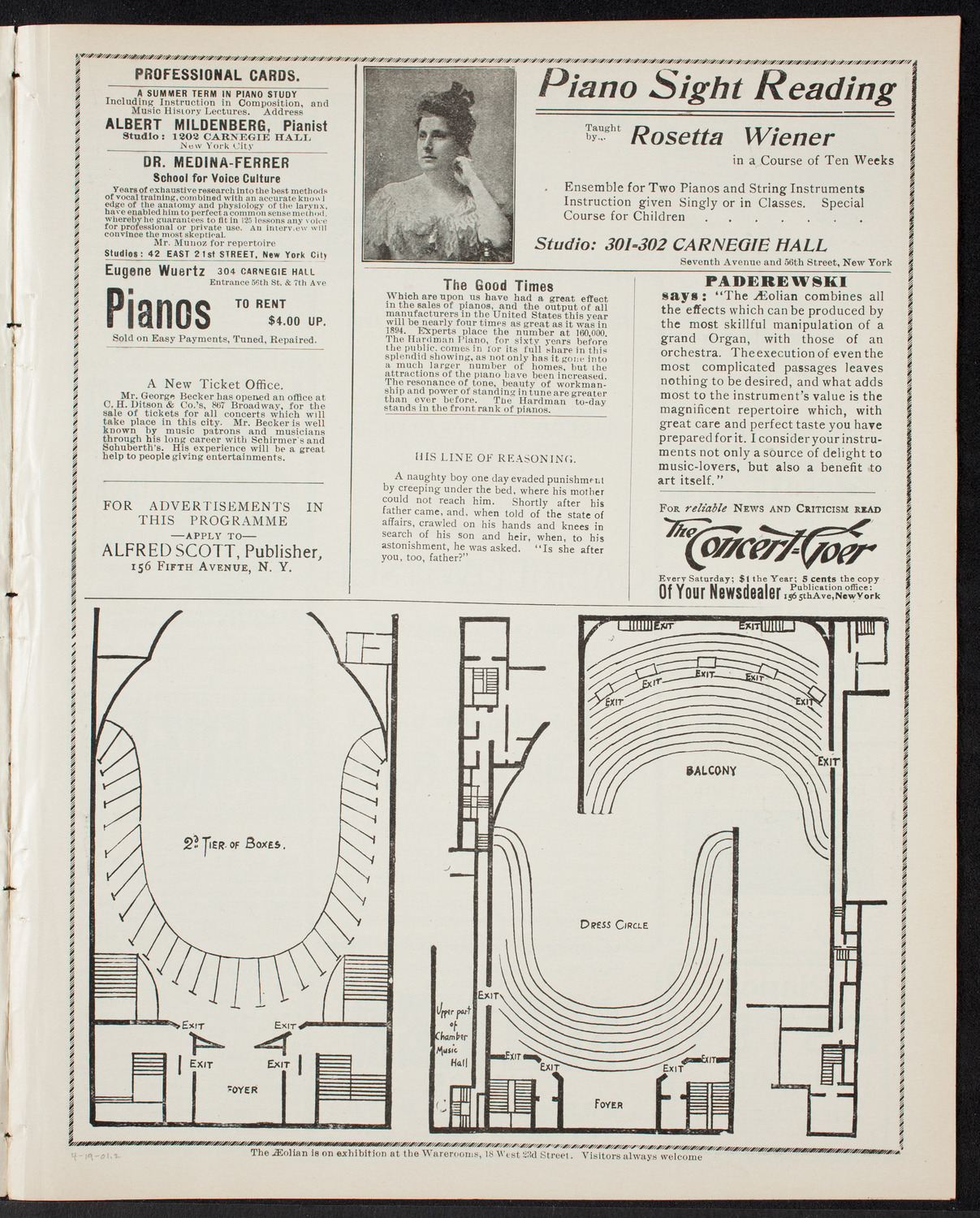 Ossip Gabrilowitsch, Piano, April 19, 1901, program page 3