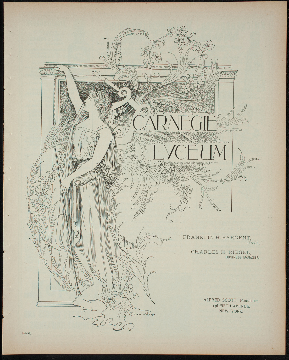 Columbia University Musical Society, March 2, 1899, program page 1