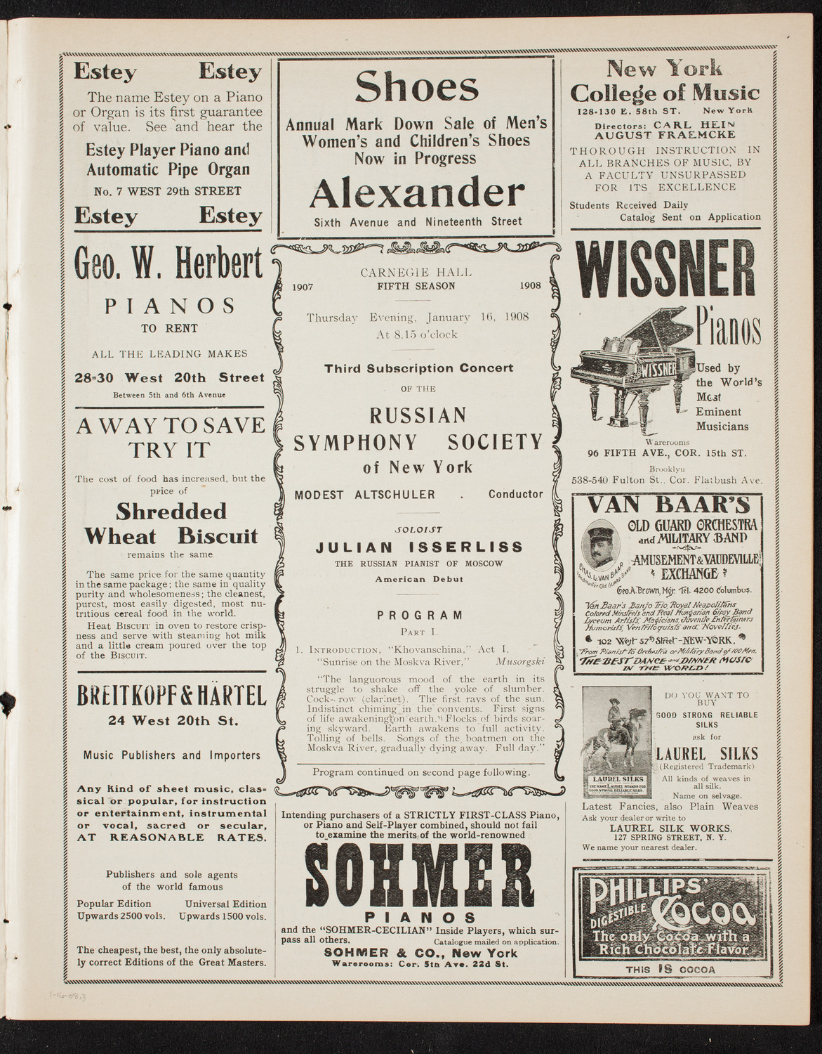 Russian Symphony Society of New York, January 16, 1908, program page 5