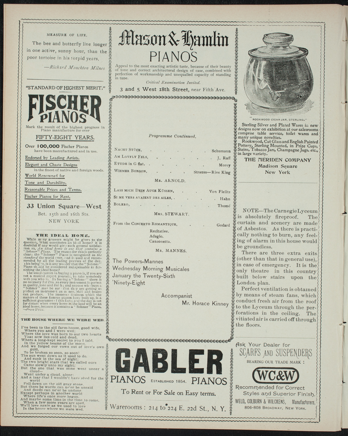 Powers-Mannes Wednesday Morning Musicale, January 26, 1898, program page 6