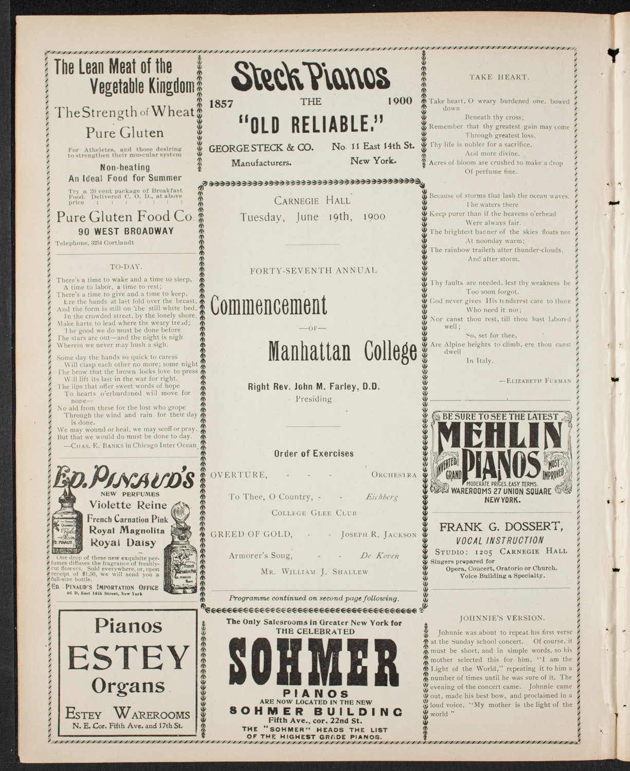 Graduation: Manhattan College, June 19, 1900, program page 4