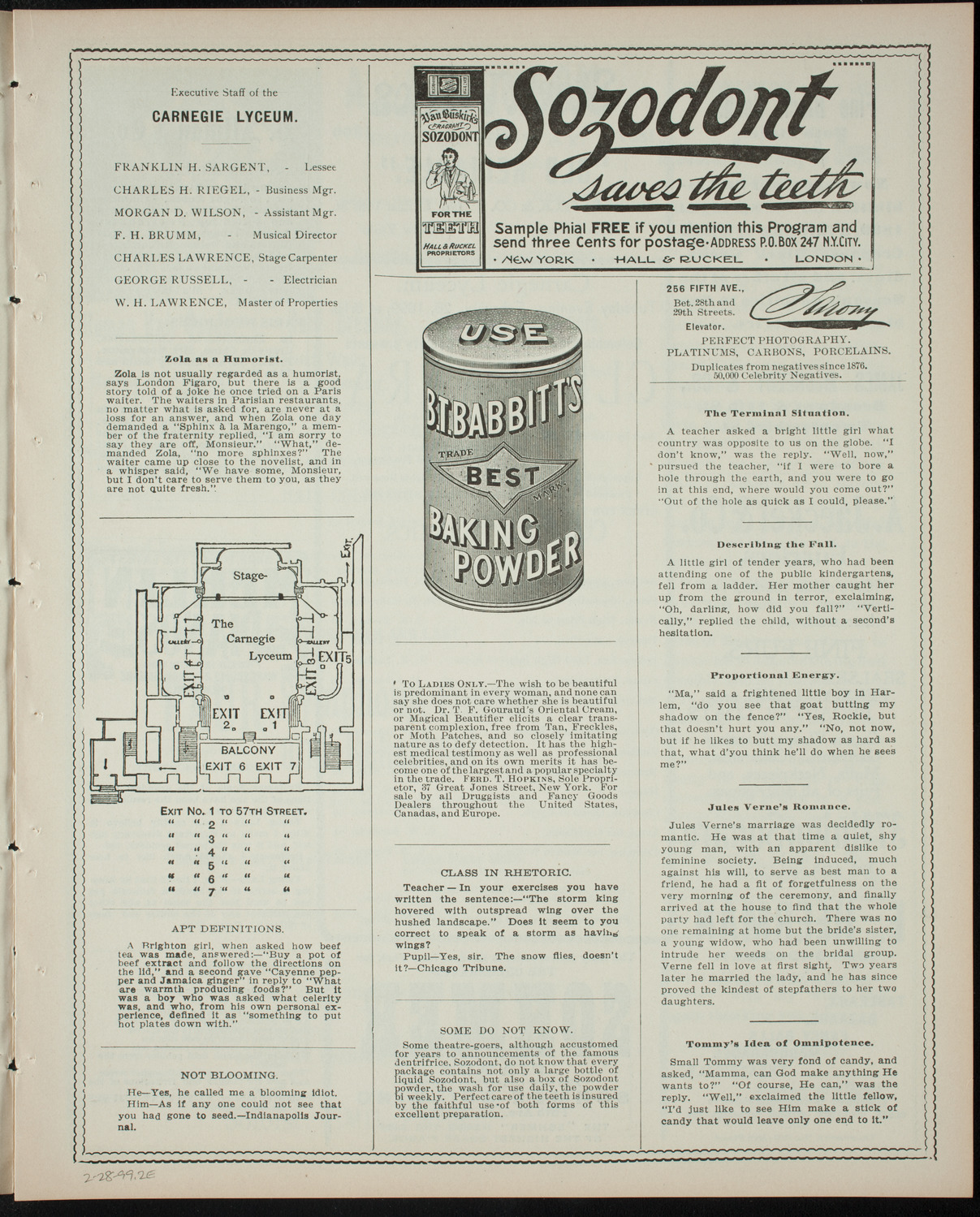 Columbia University Musical Society, February 28, 1899, program page 3