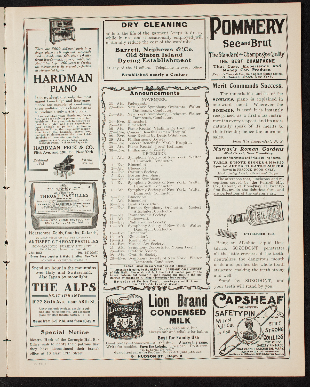 People's Symphony Concert, November 22, 1907, program page 3