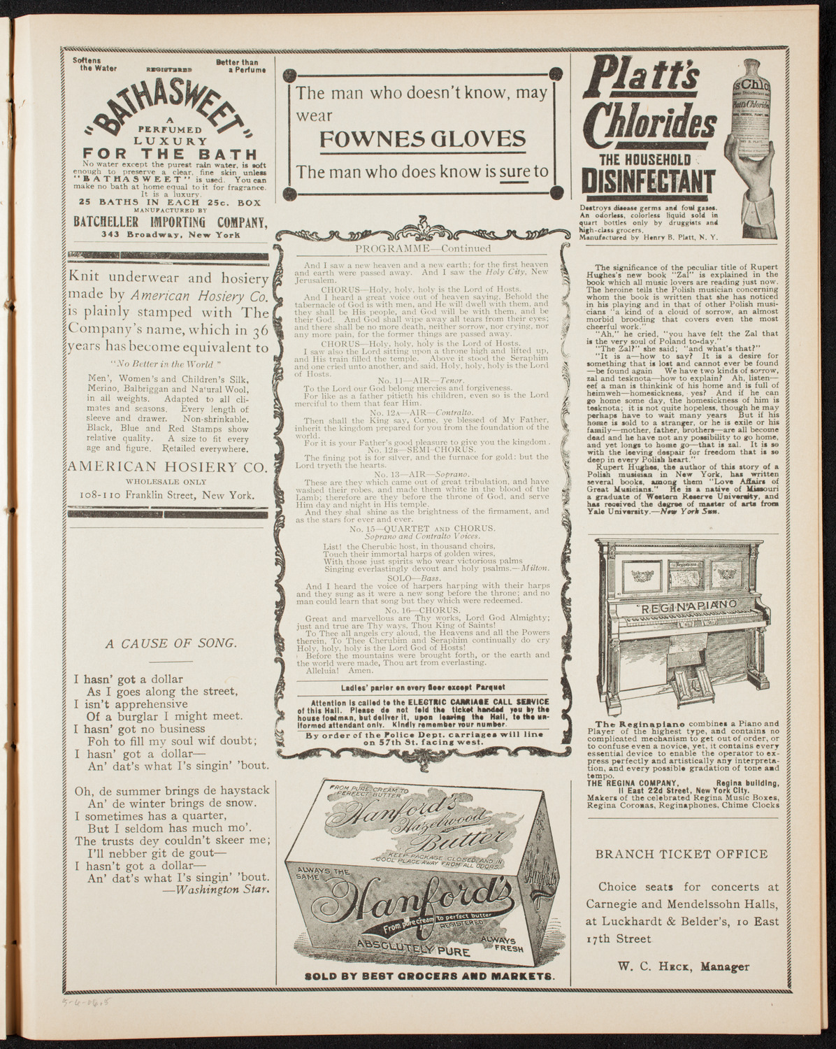 Men's Mass Meeting/ New York Festival Chorus and Orchestra, May 6, 1906, program page 9