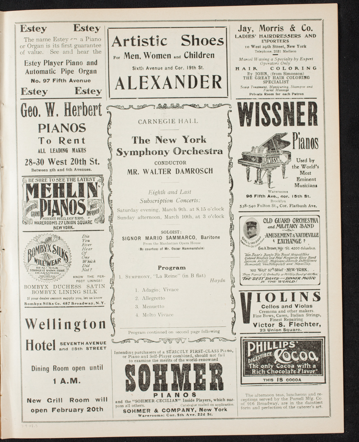 New York Symphony Orchestra, March 9, 1907, program page 5