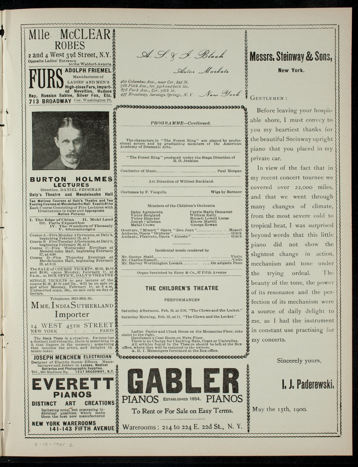 The Children's Theatre, February 12, 1901, program page 3