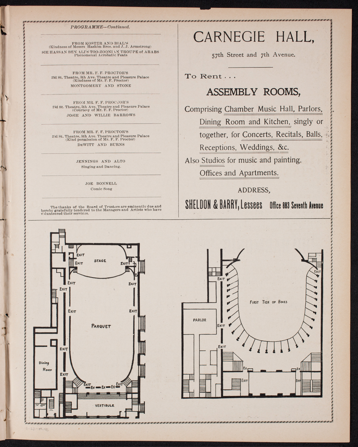 Benefit: Roman Catholic Orphan Asylums, November 22, 1900, program page 7