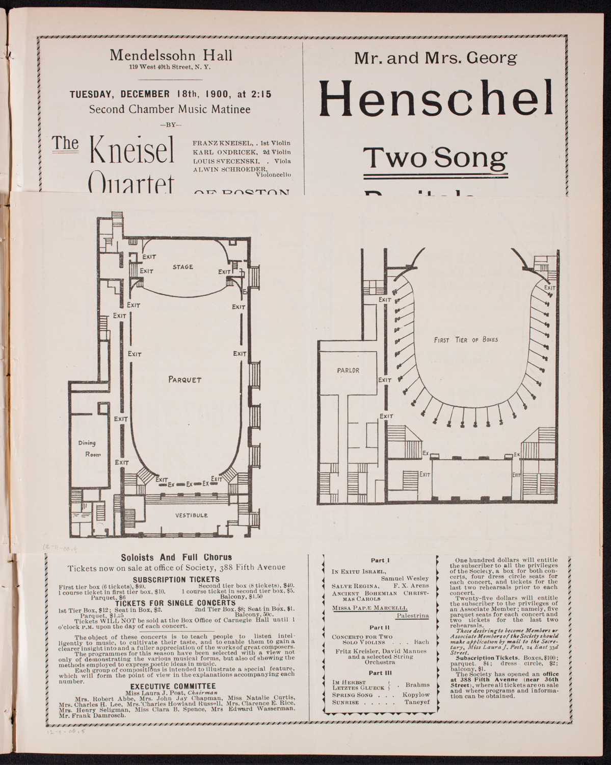 Marcella Sembrich, Soprano, December 11, 1900, program page 7