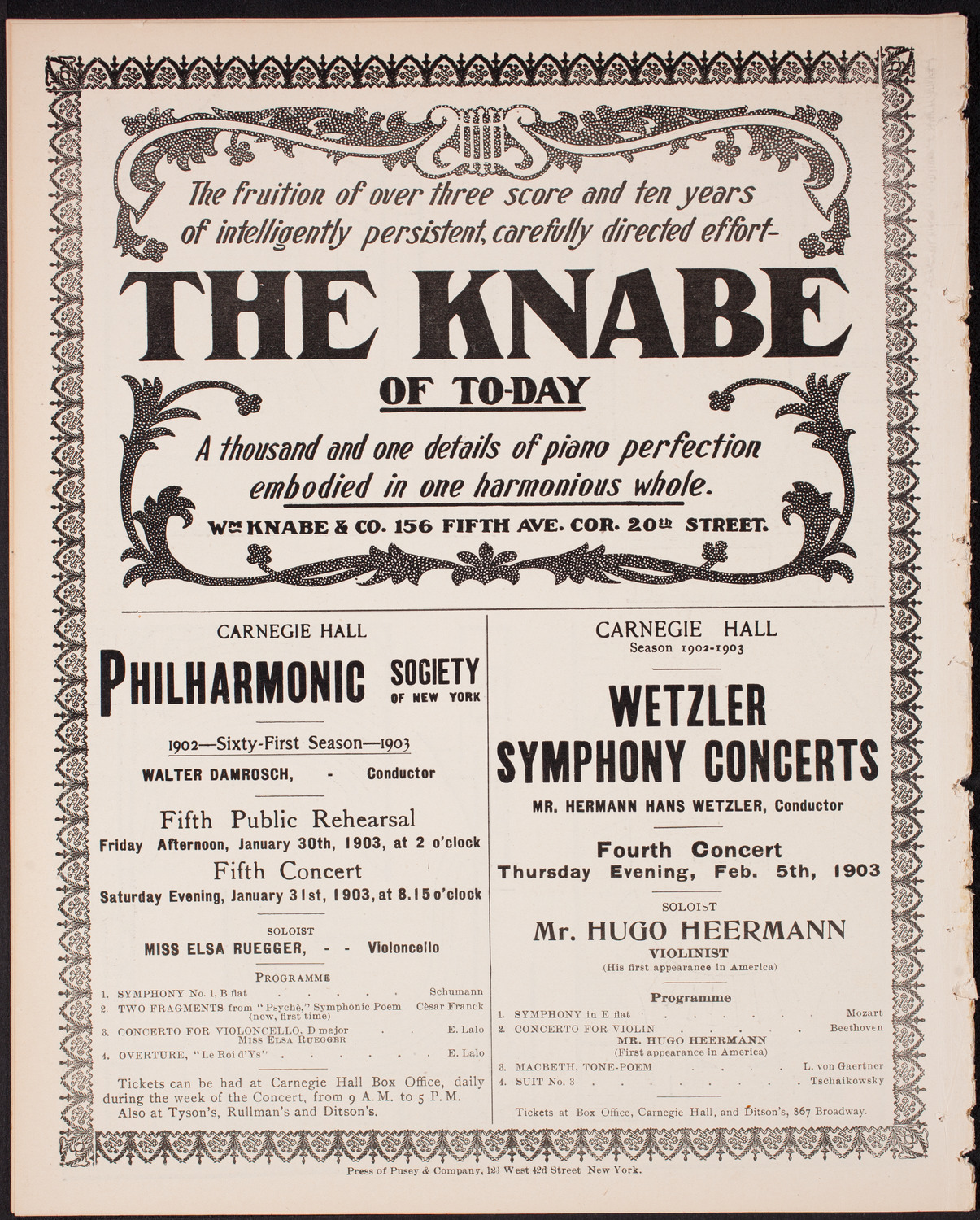 Kaltenborn Sunday Evening Concert, January 11, 1903, program page 12