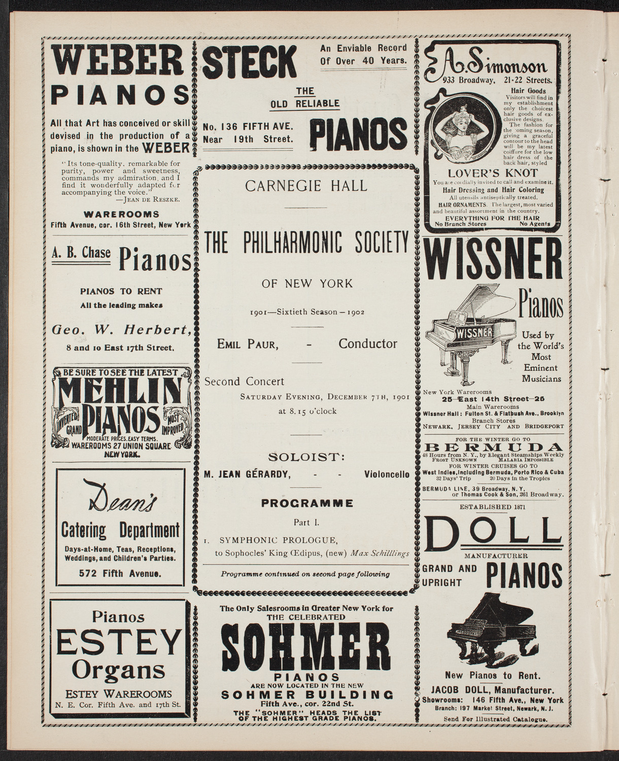 New York Philharmonic, December 7, 1901, program page 6