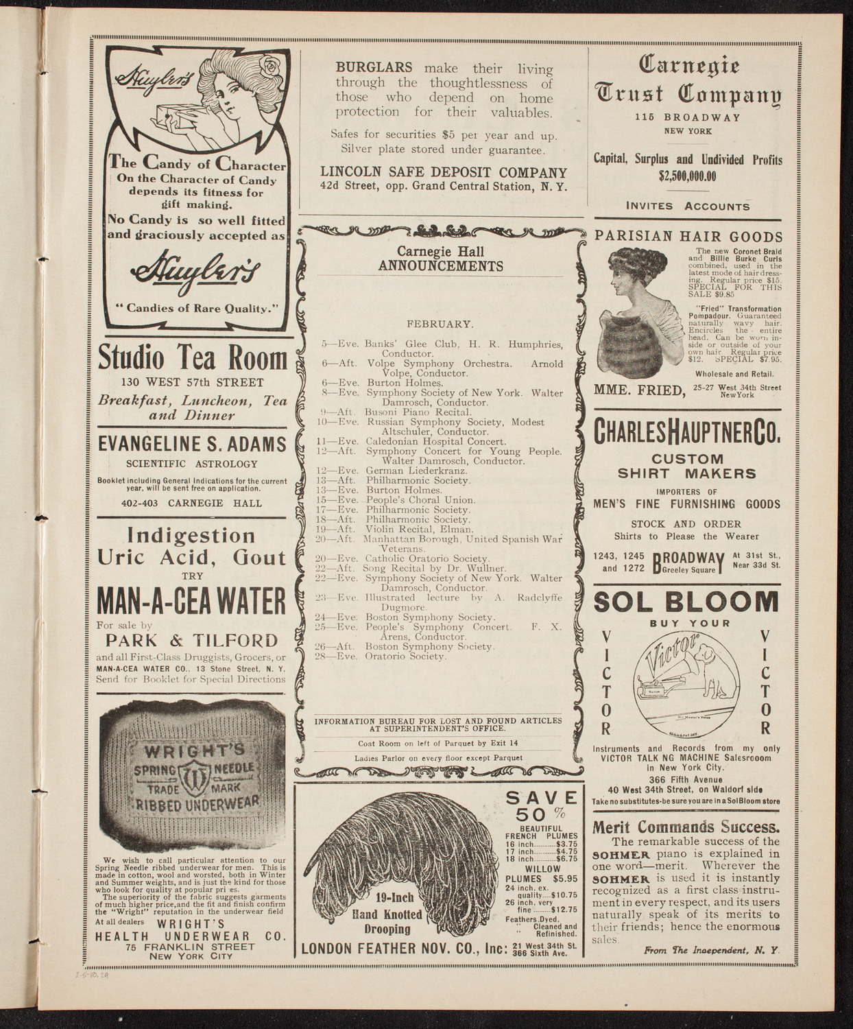 Fannie Bloomfield Zeisler, Piano, February 5, 1910, program page 3