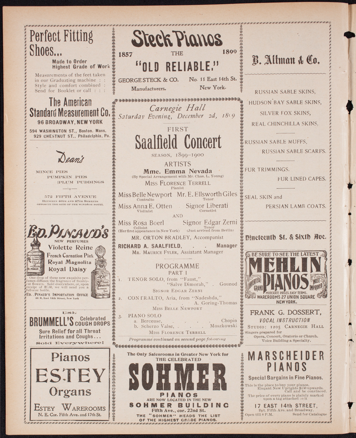 Saalfield Concert, December 2, 1899, program page 4