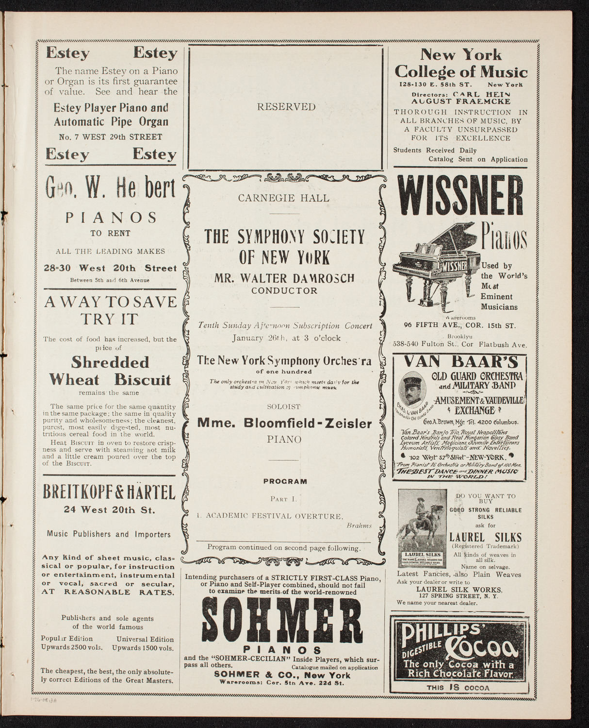 New York Symphony Orchestra, January 26, 1908, program page 5