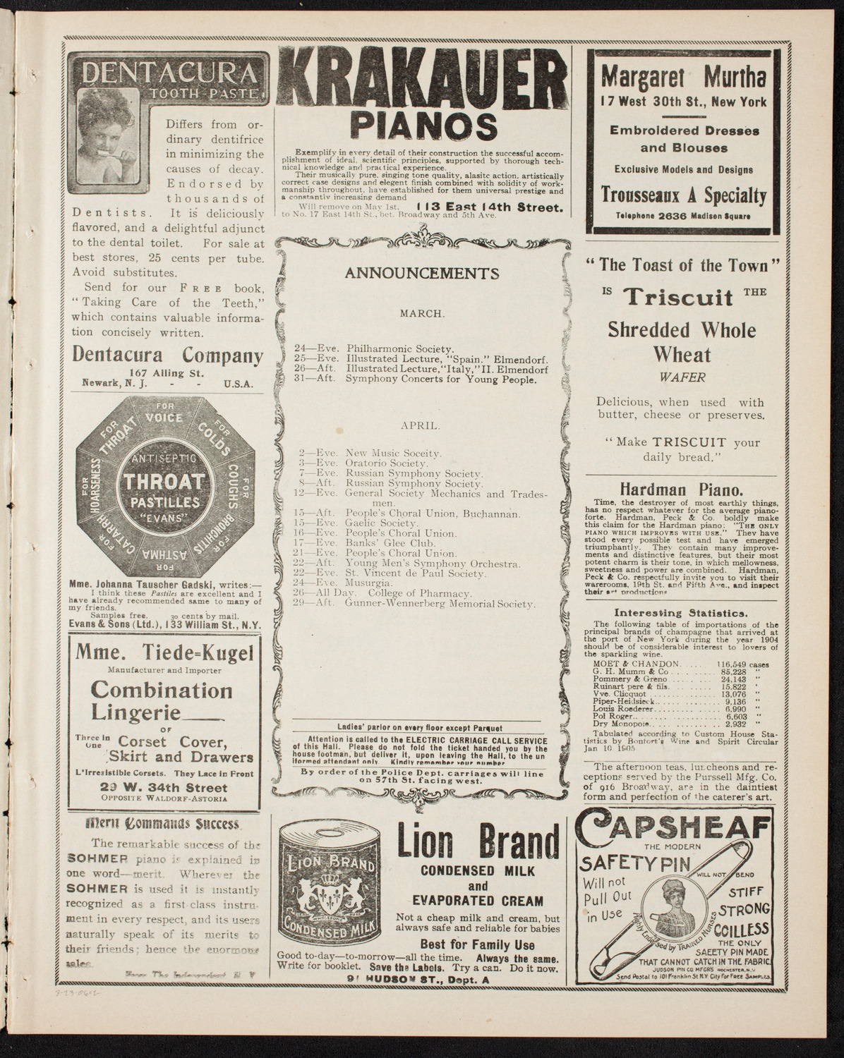 New York Philharmonic, March 23, 1906, program page 3